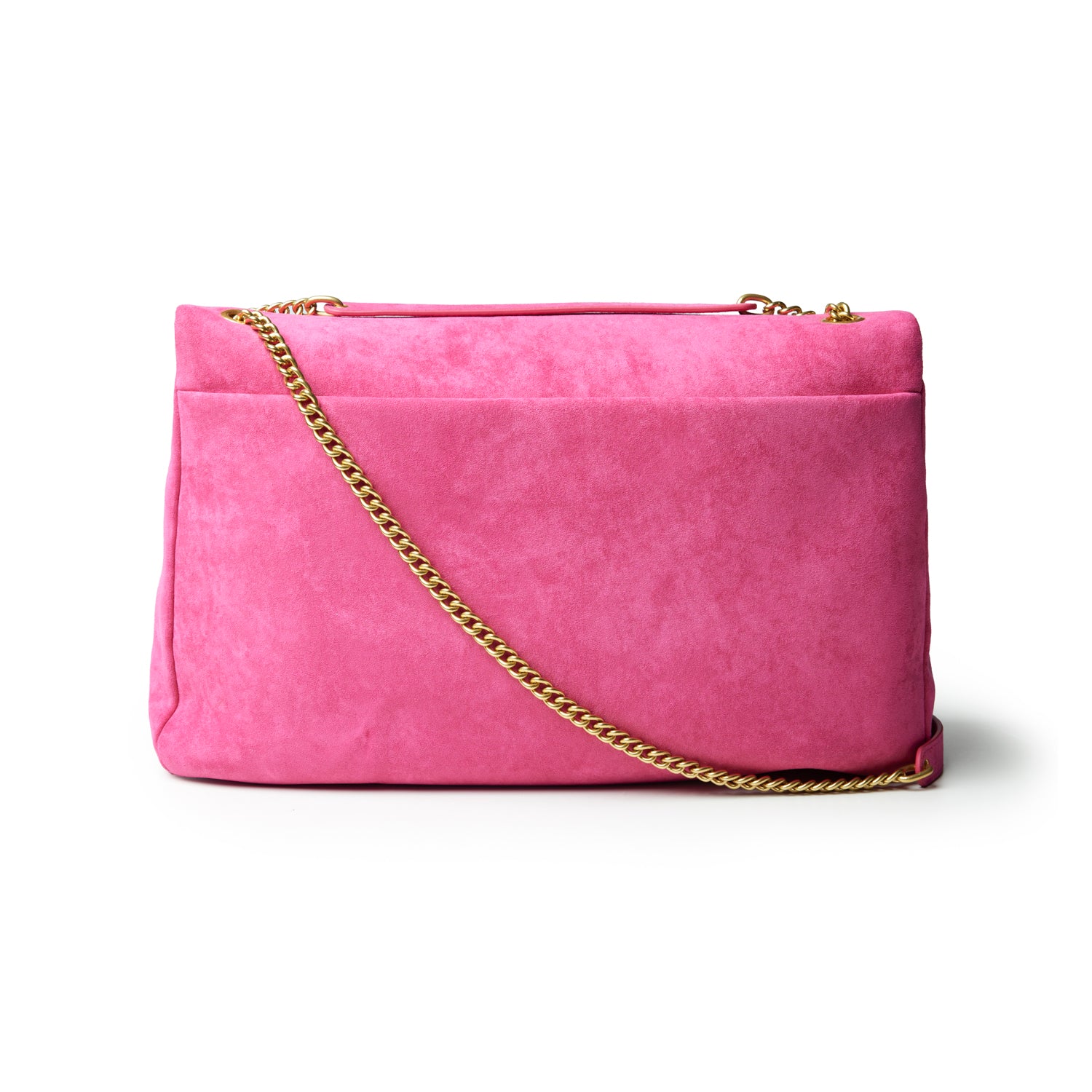LARGE SUEDE FLAP BAG - HOT PINK