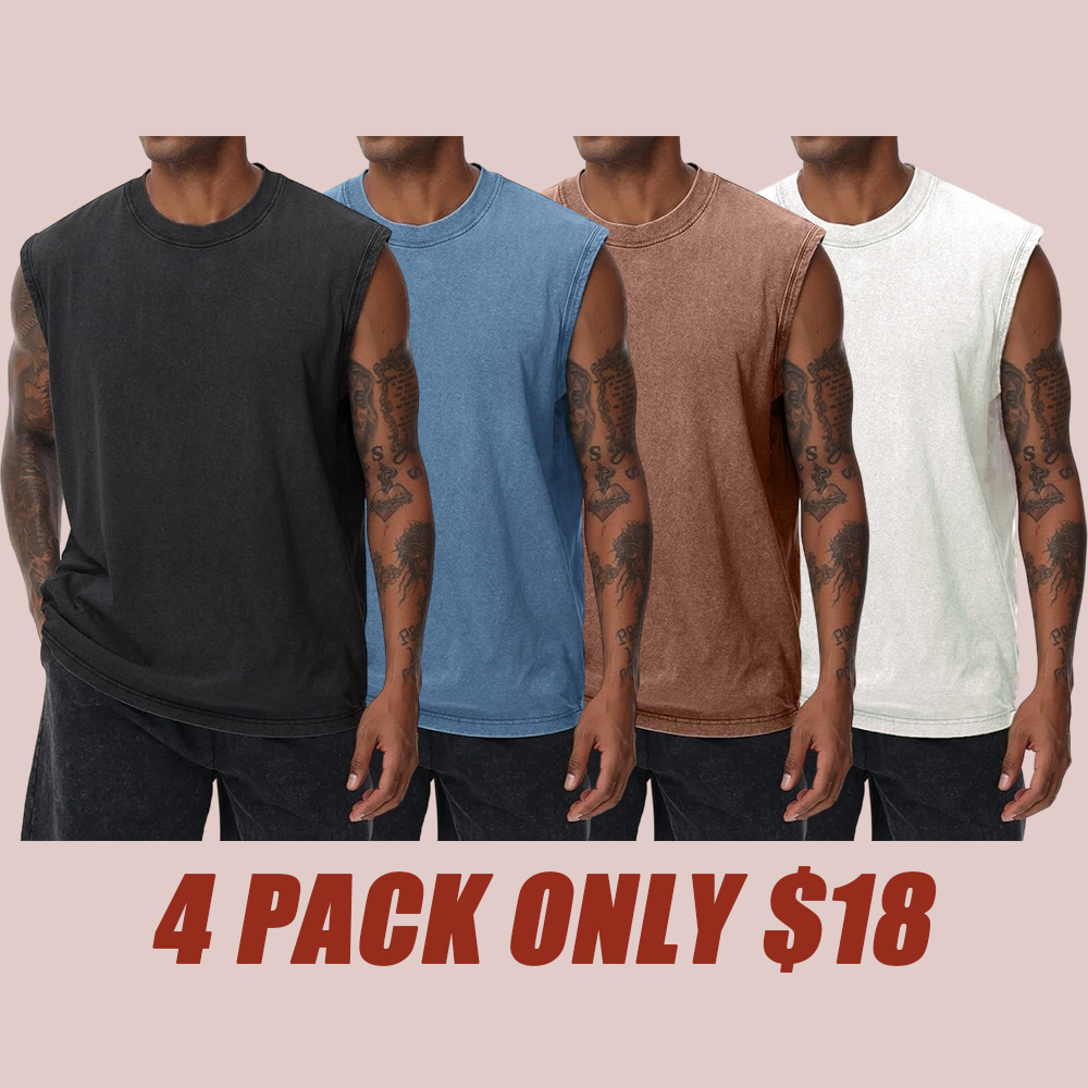 Men's Solid Color Round Neck Tank Top Loose Casual Comfy Classic Crew Neck Sleeveless Top for Summer Casual Loose Fit
