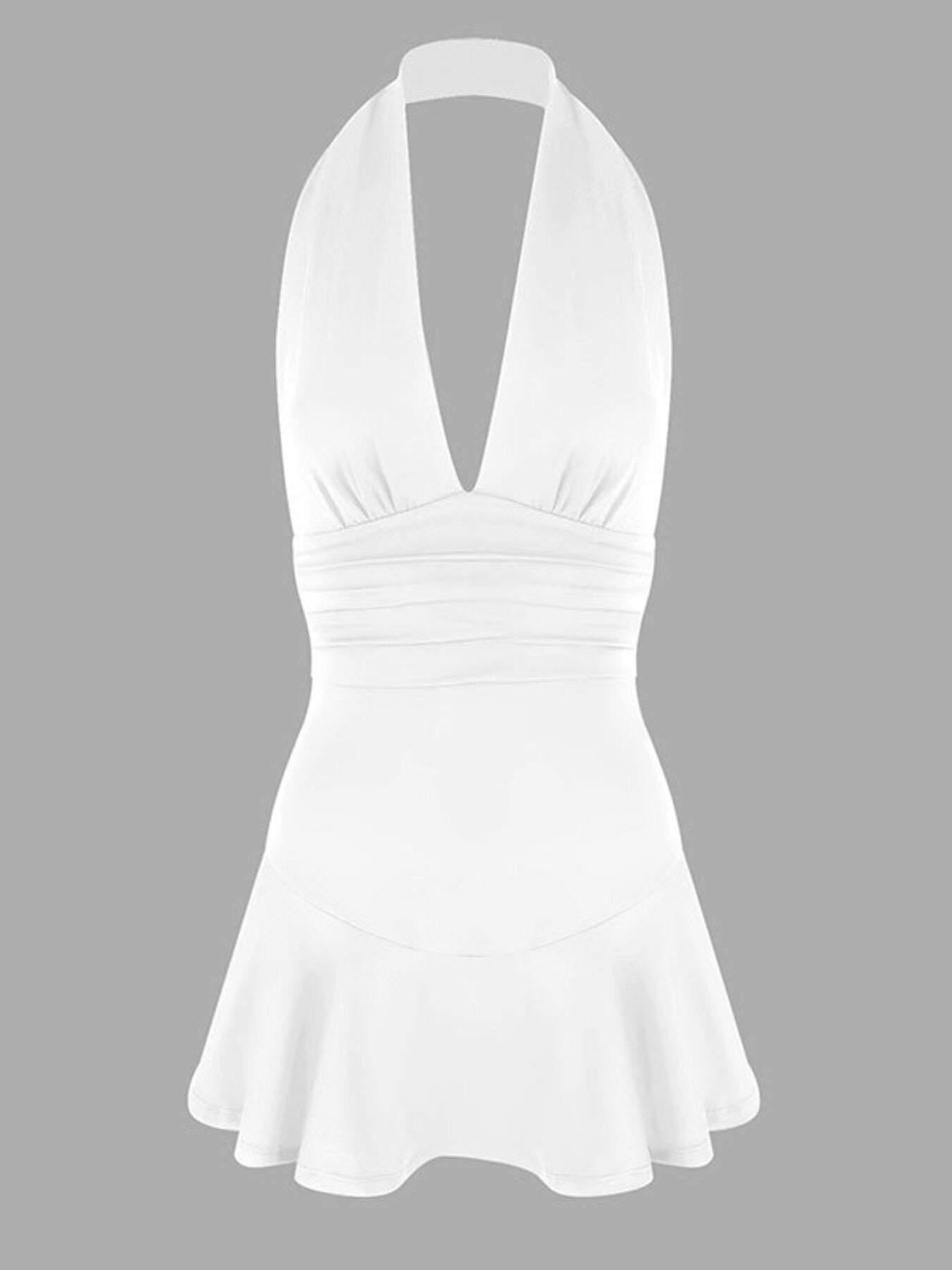 Halter Neck Ruffle Hem Mini Dress