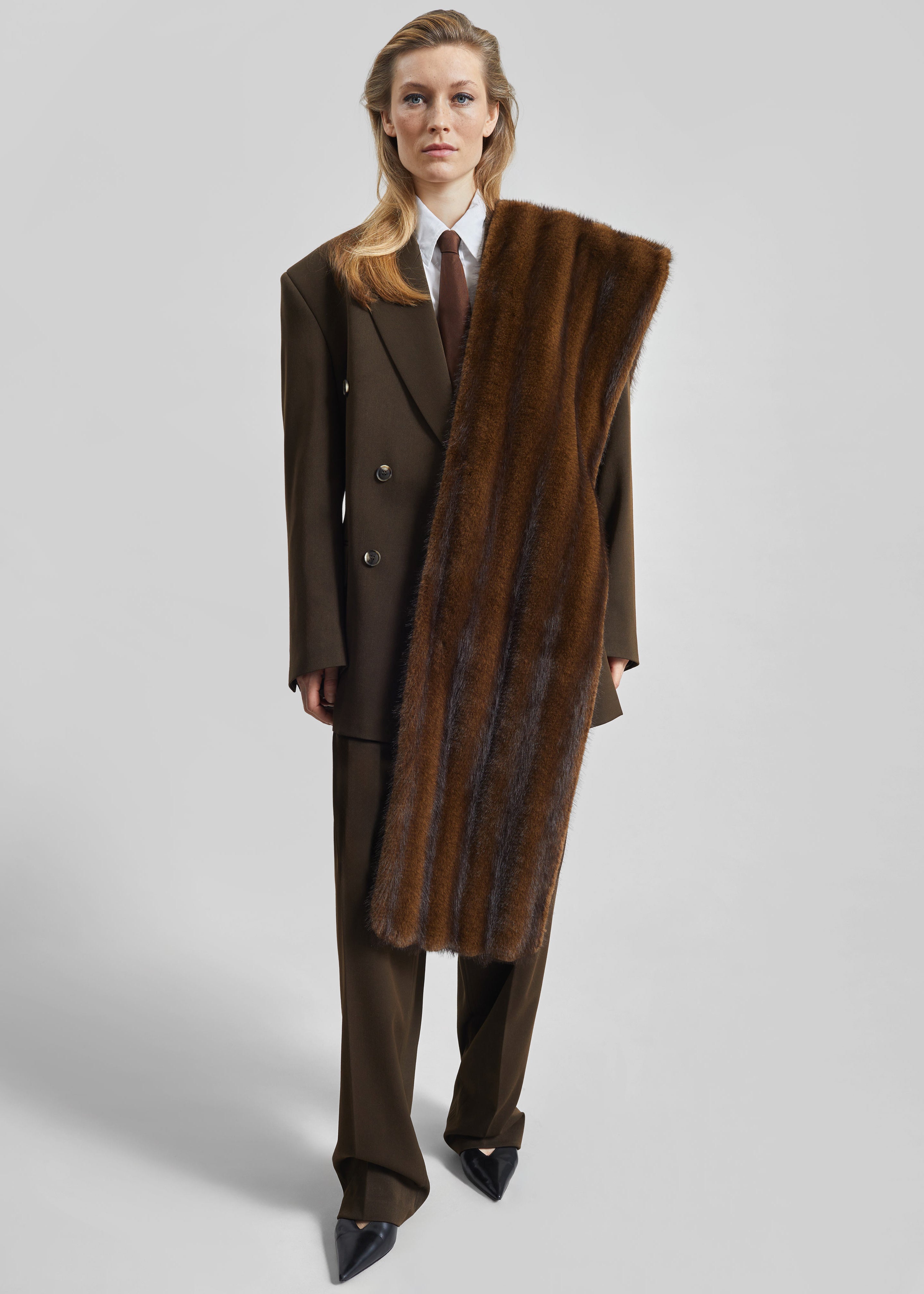 Vester Double-Breasted Blazer - Brown