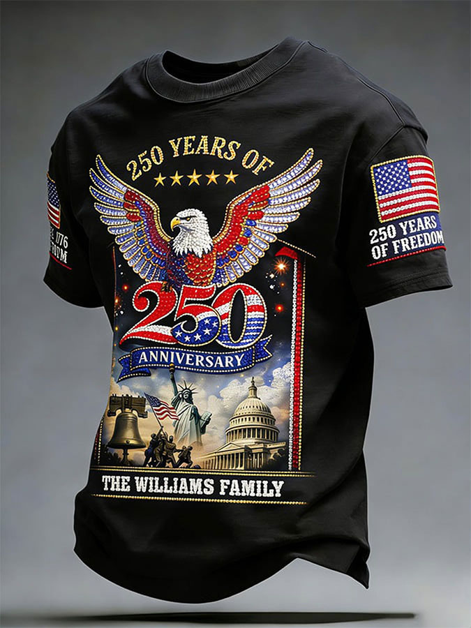 Men'S American Flag Commemorative 250Th Anniversary Classic Pattern Short Sleeve T-Shirt