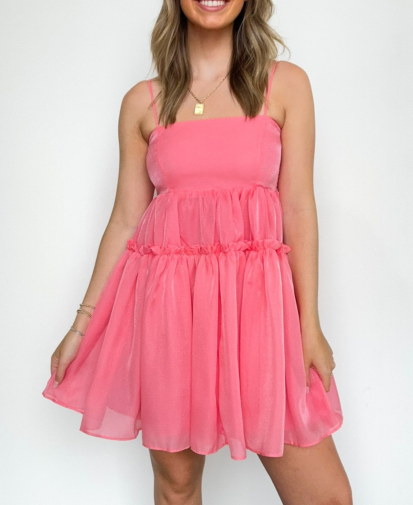 Pristine Presence Smocked Ruffle Dress