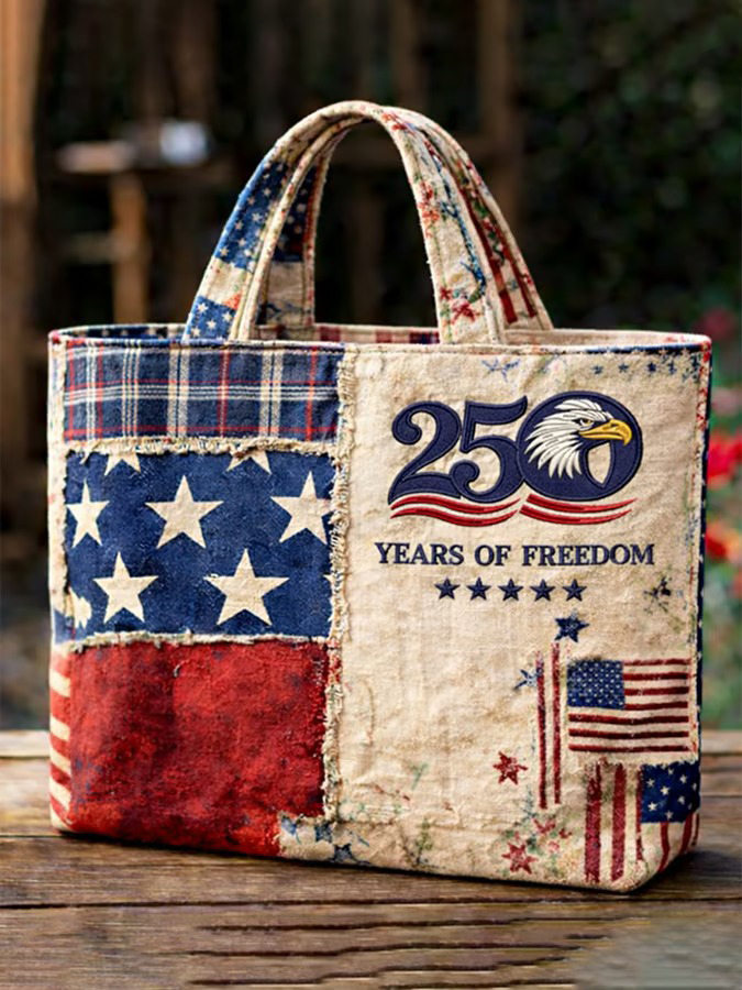 US 250th Anniversary Floral Art Casual Quilted Tote Bag