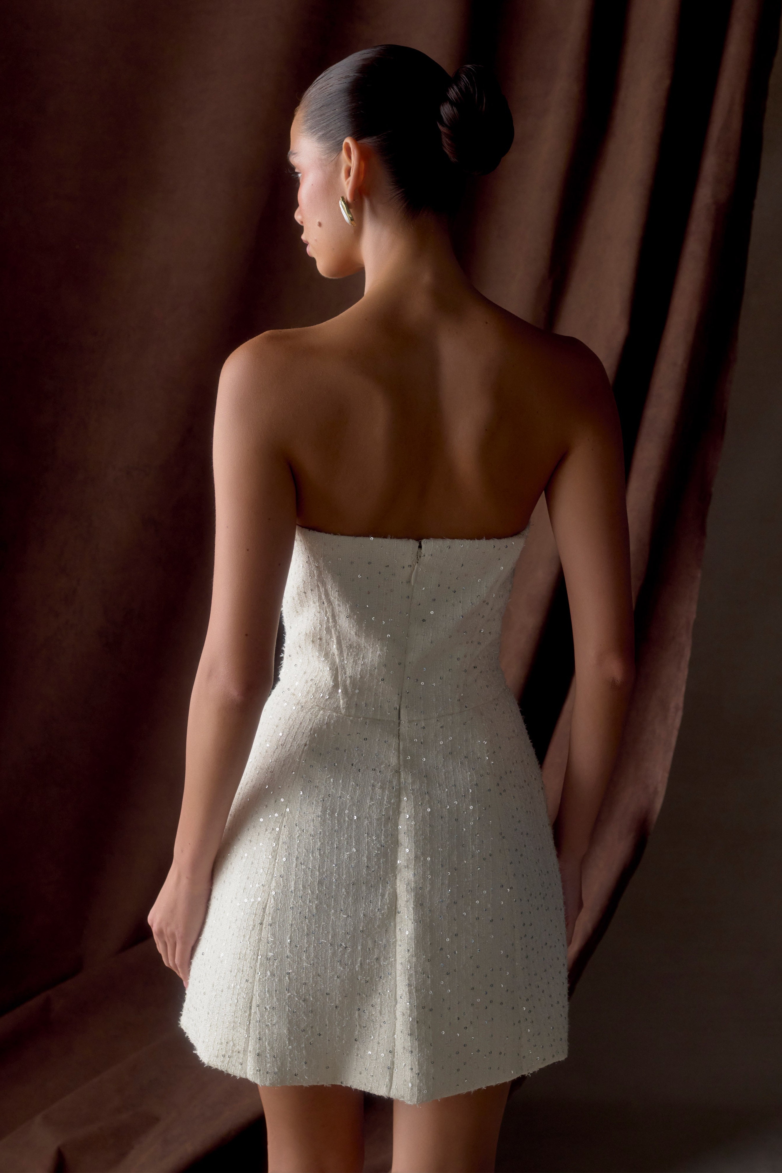 White Tweed Corset Mini Dress