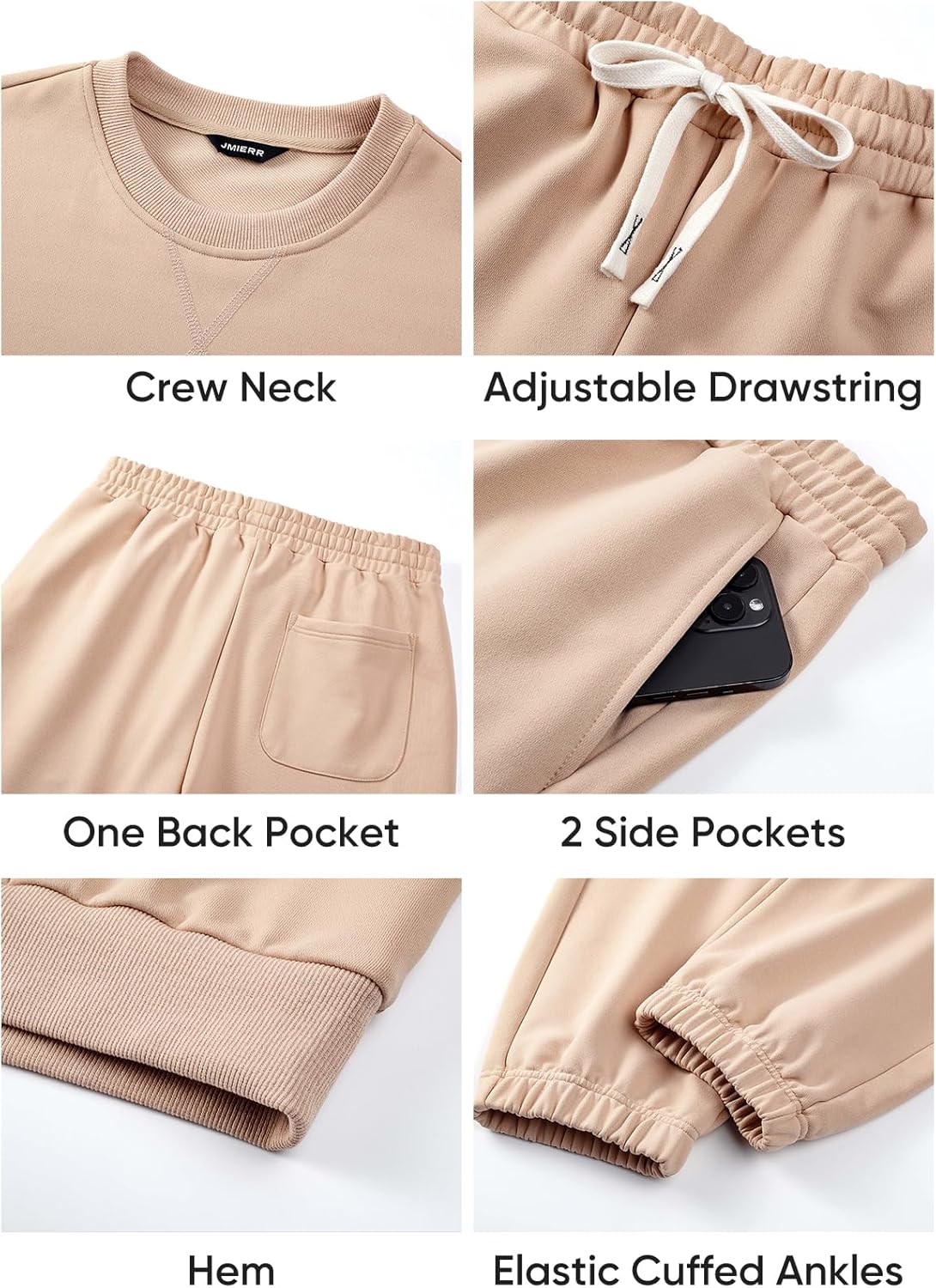 Men's 2 Piece Outfits Crew Neck Sweatshirt Tracksuit & Joggers Sweatpants Sweatsuit Set