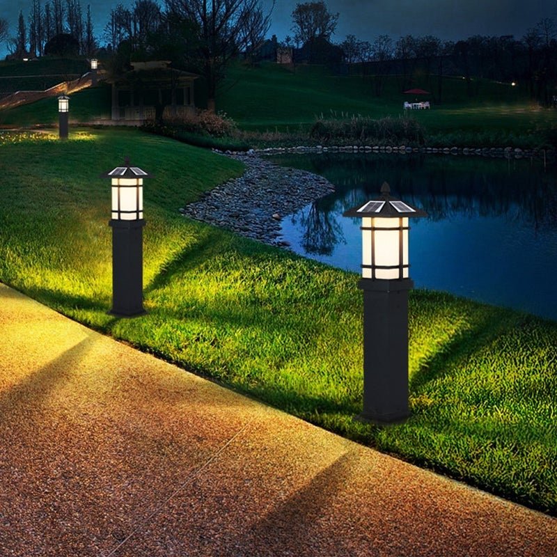 Vintage Pavilion Shape Black Retro Outdoor Light Post Lamp Pathway Lights