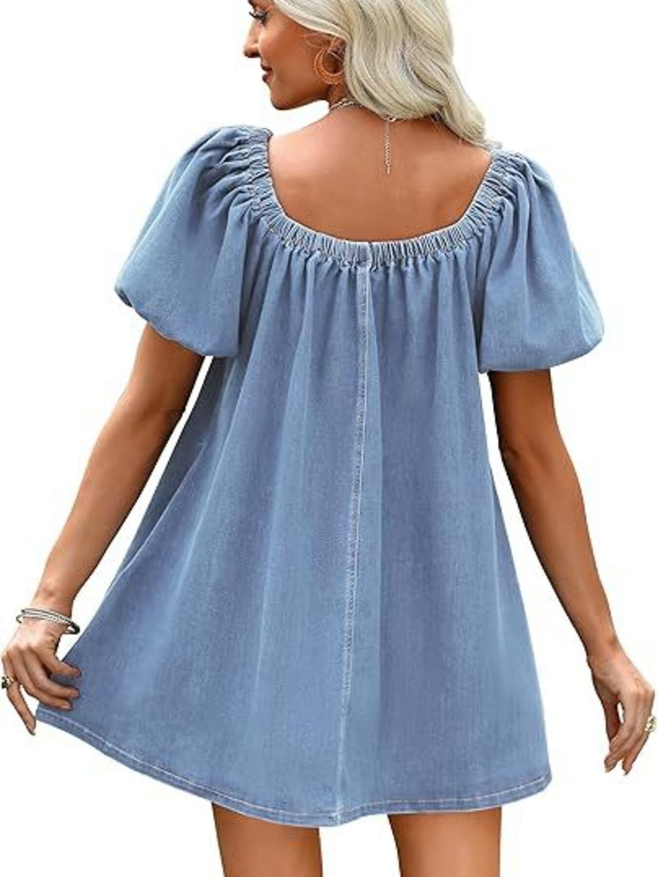 Off-Shoulder Tie-Front Denim Dress
