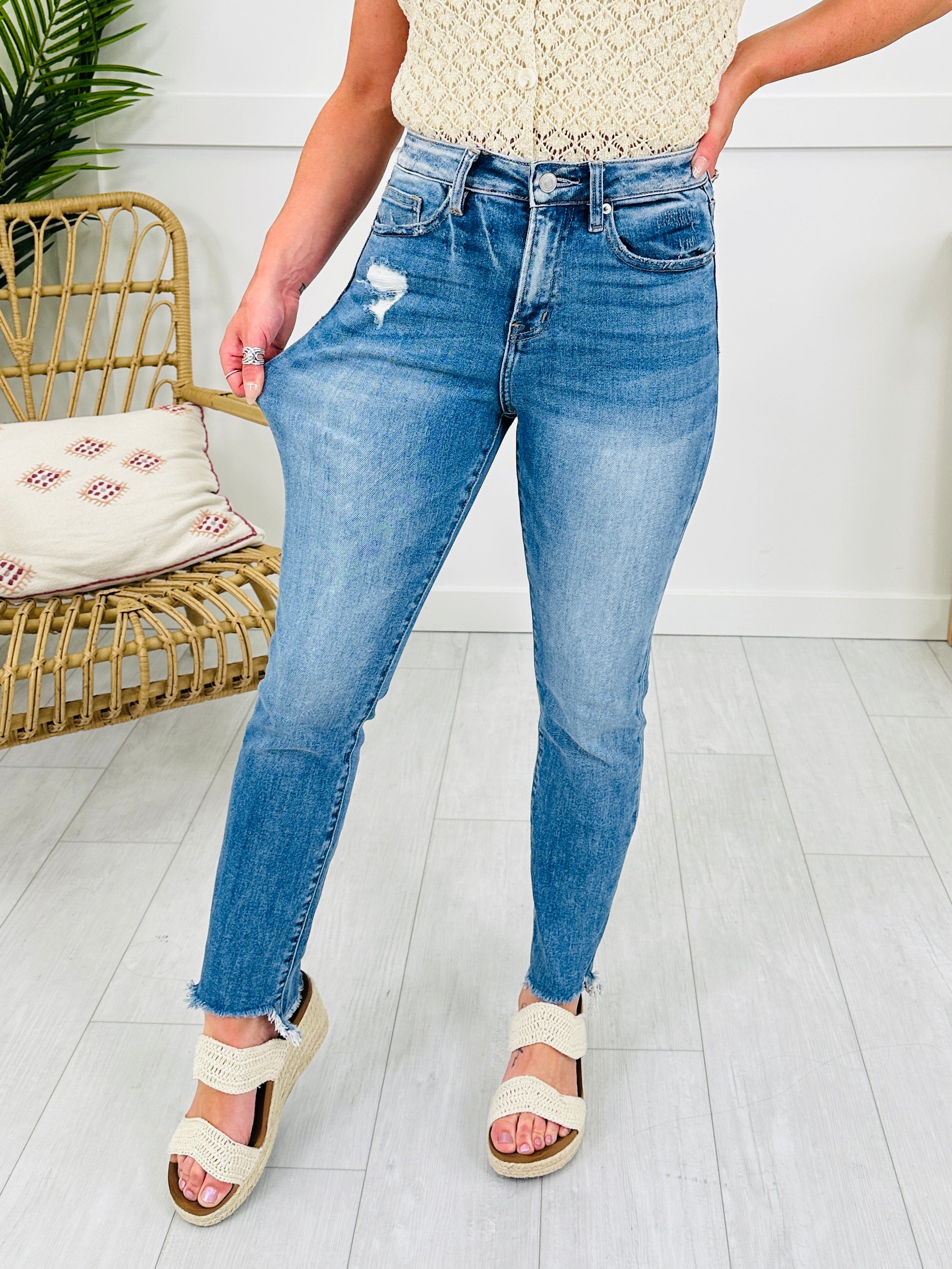 Step It Up Mica Straight Leg Step Hem Jeans