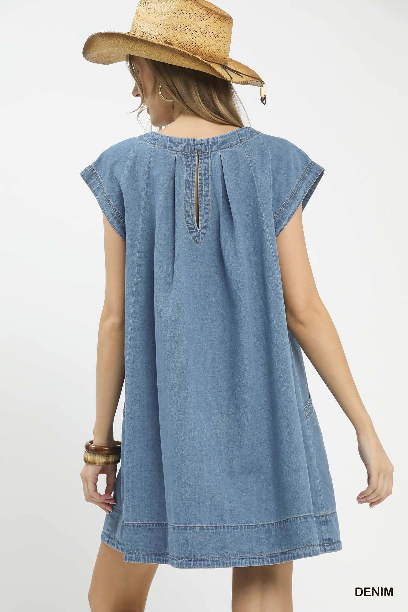 Umgee Stone Washed Denim Mini Dress