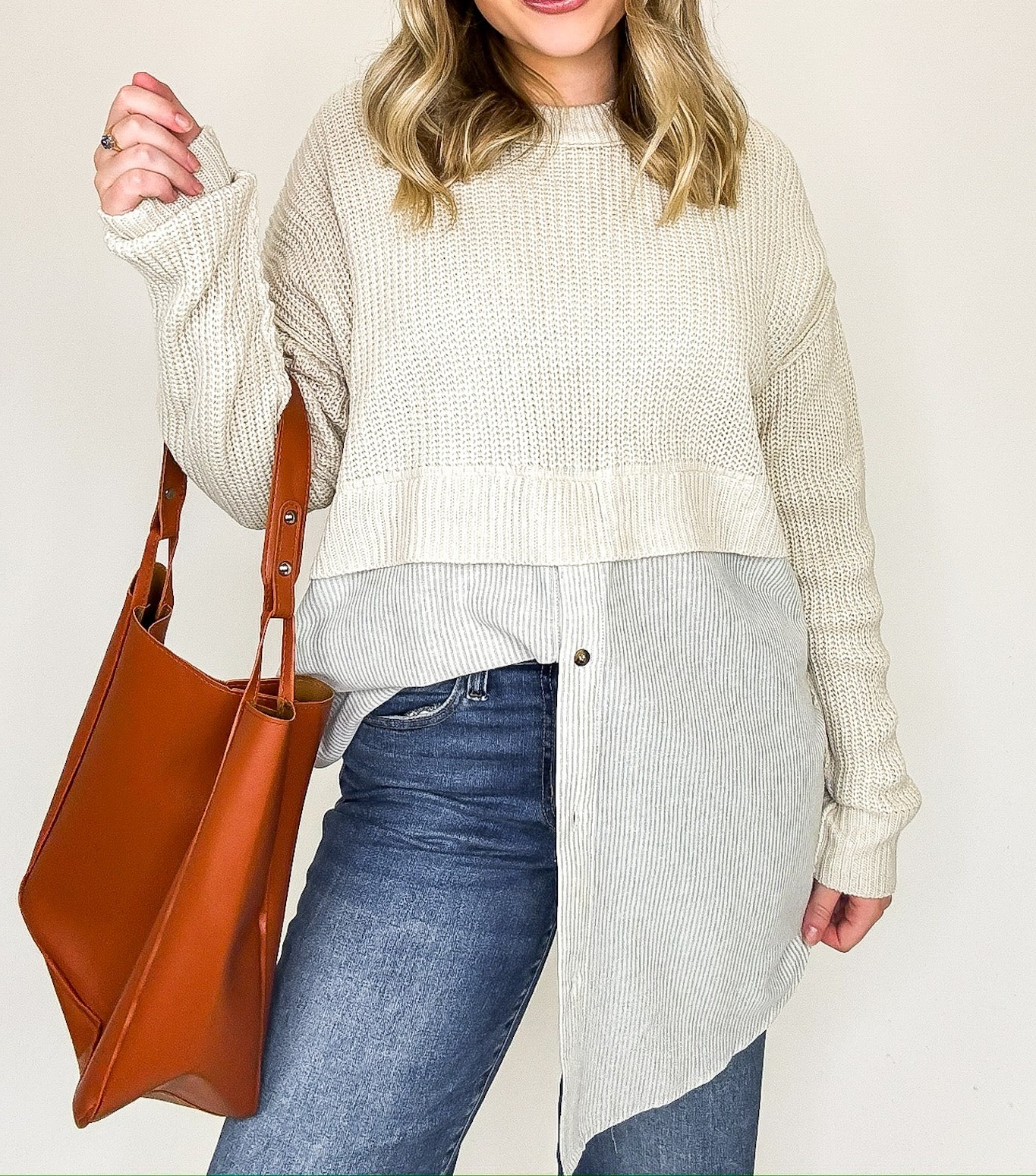 Split Seconds Knit and Button Down Top