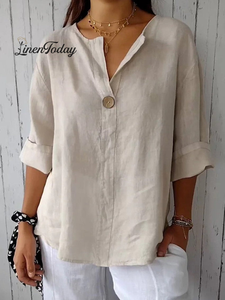 Women's Casual Cotton Linen Shirt