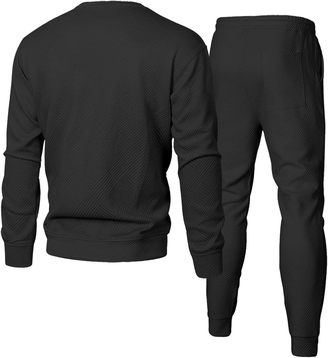 Men's 2 Piece Outfits Knit Jacquard Pullover Sweatshirt Tracksuit & Joggers Sweatpants Sweatsuit Sets with Pockets