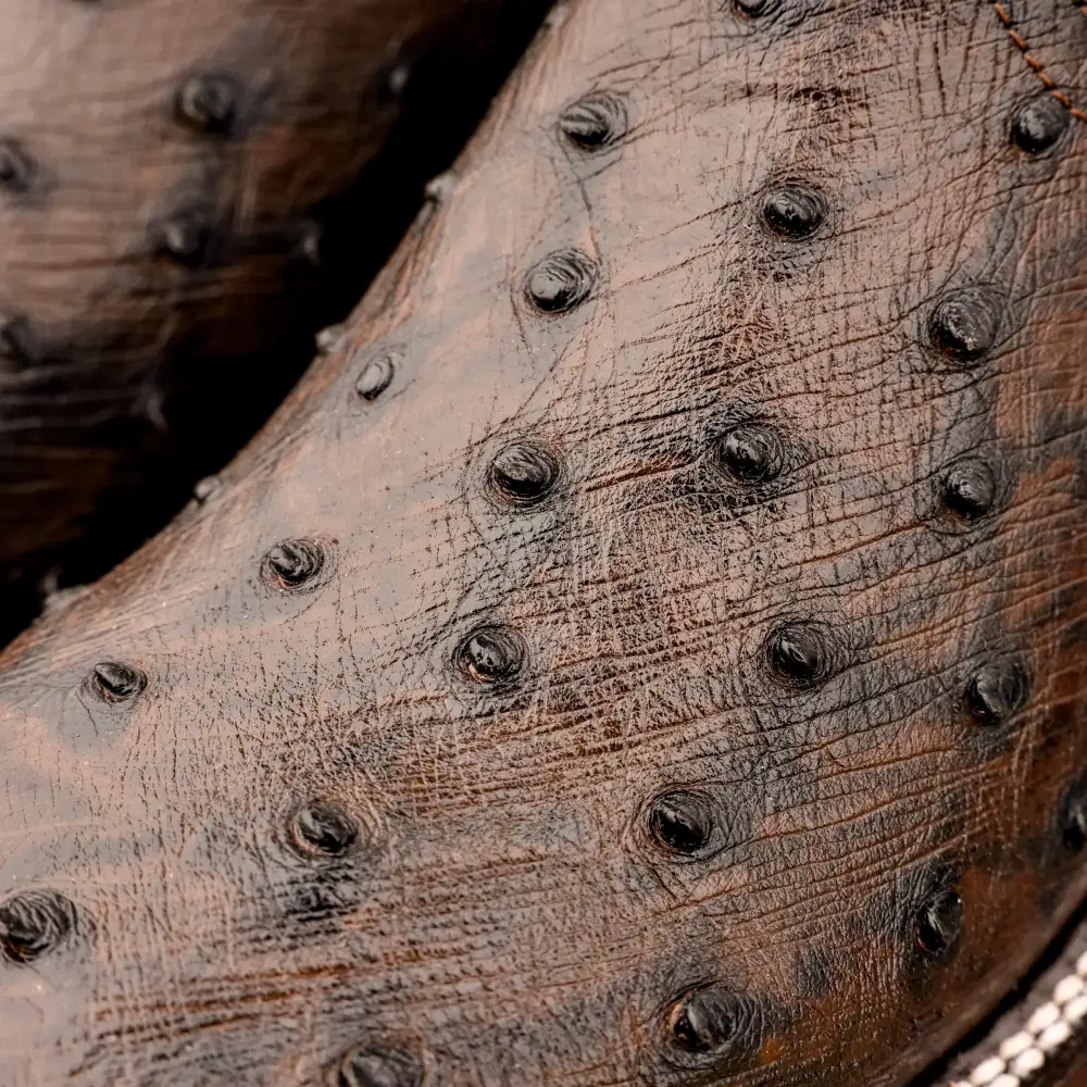 Chocolate Brown Ostrich Leather Boots - Square Toe