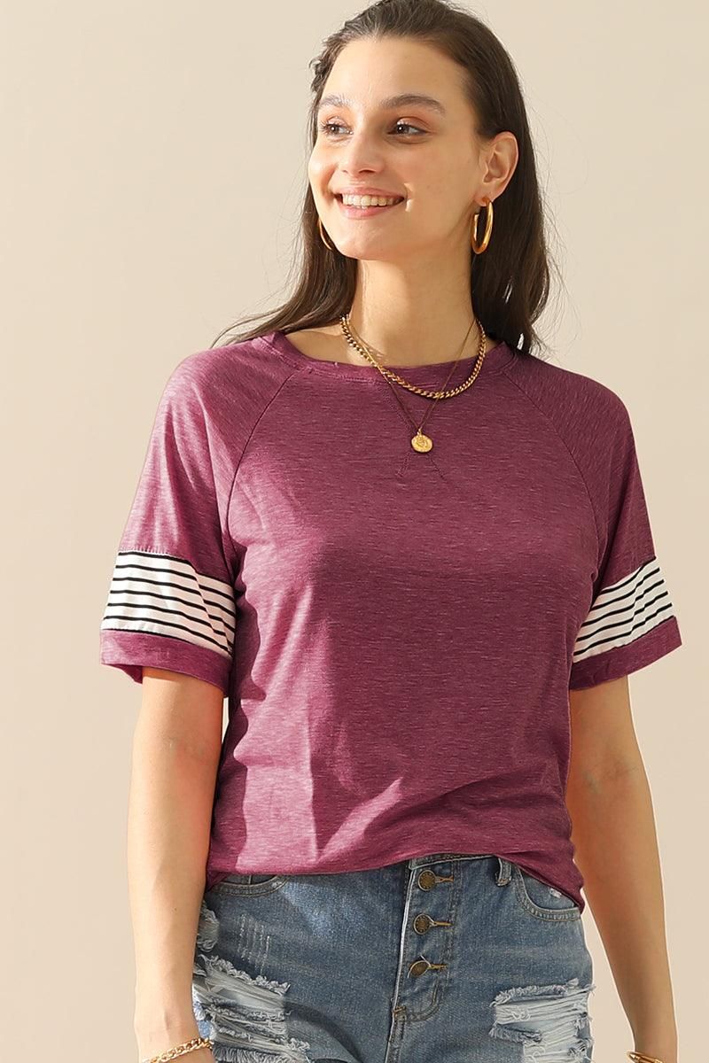 Loose Fit Crewneck Line Point Short Sleeve Tee