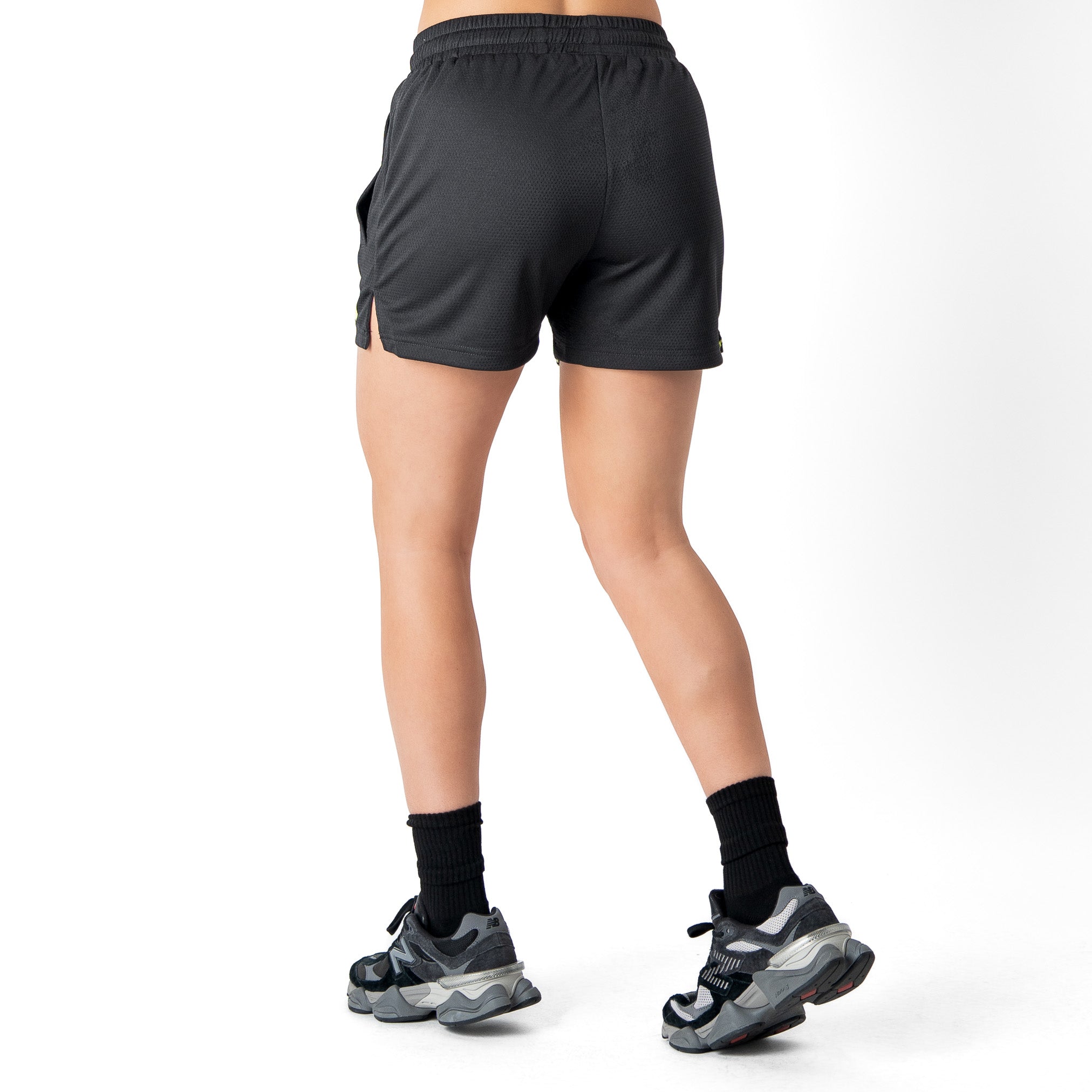 MUAY THAI FLAME SHORTS (MID THIGH CUT) - BLACK / NEON GREEN