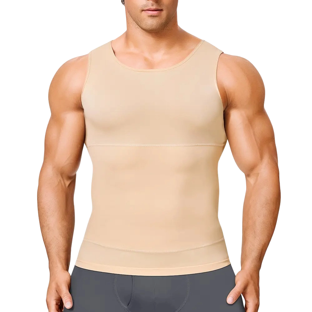 Men’s Silky Soft Compression Shapewear Tank, Slimming Body Shaper Vest with Waist & Chest Support, Stretchy, Odor-Resistant