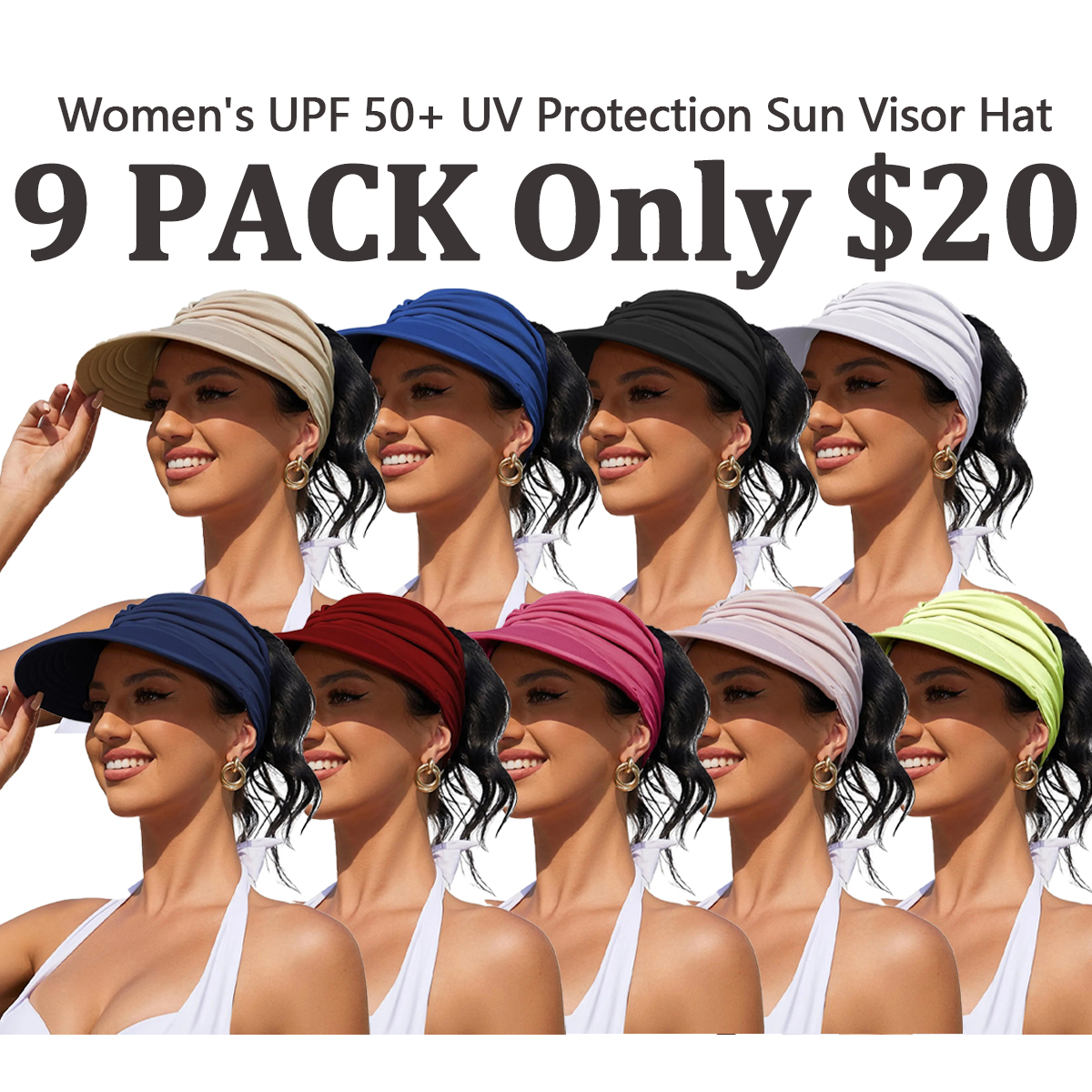 Women's UPF 50+ UV Protection Sun Visor HatI Sun SafeTok That Gir | Aesthetic High PonytailWide Brim Hat | Birthday Gift for Her Beach Golf Hiking Outdoor Daily Casual Wear