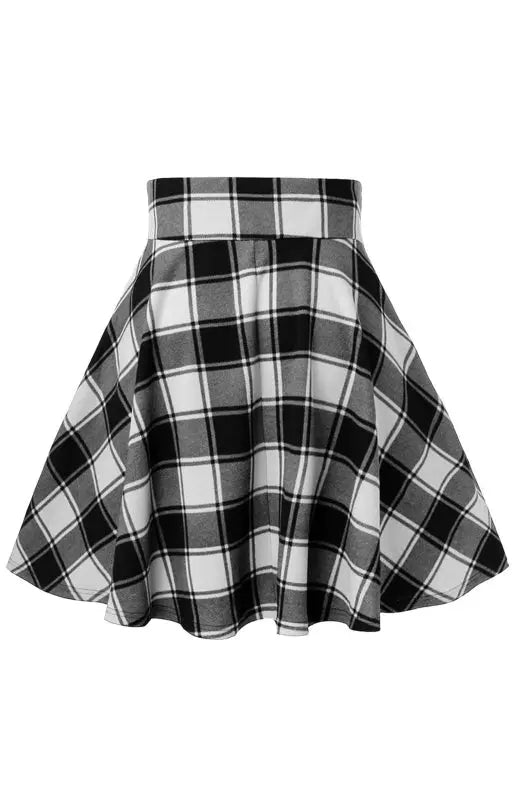 A-Line Plaid Print Mini Skirt