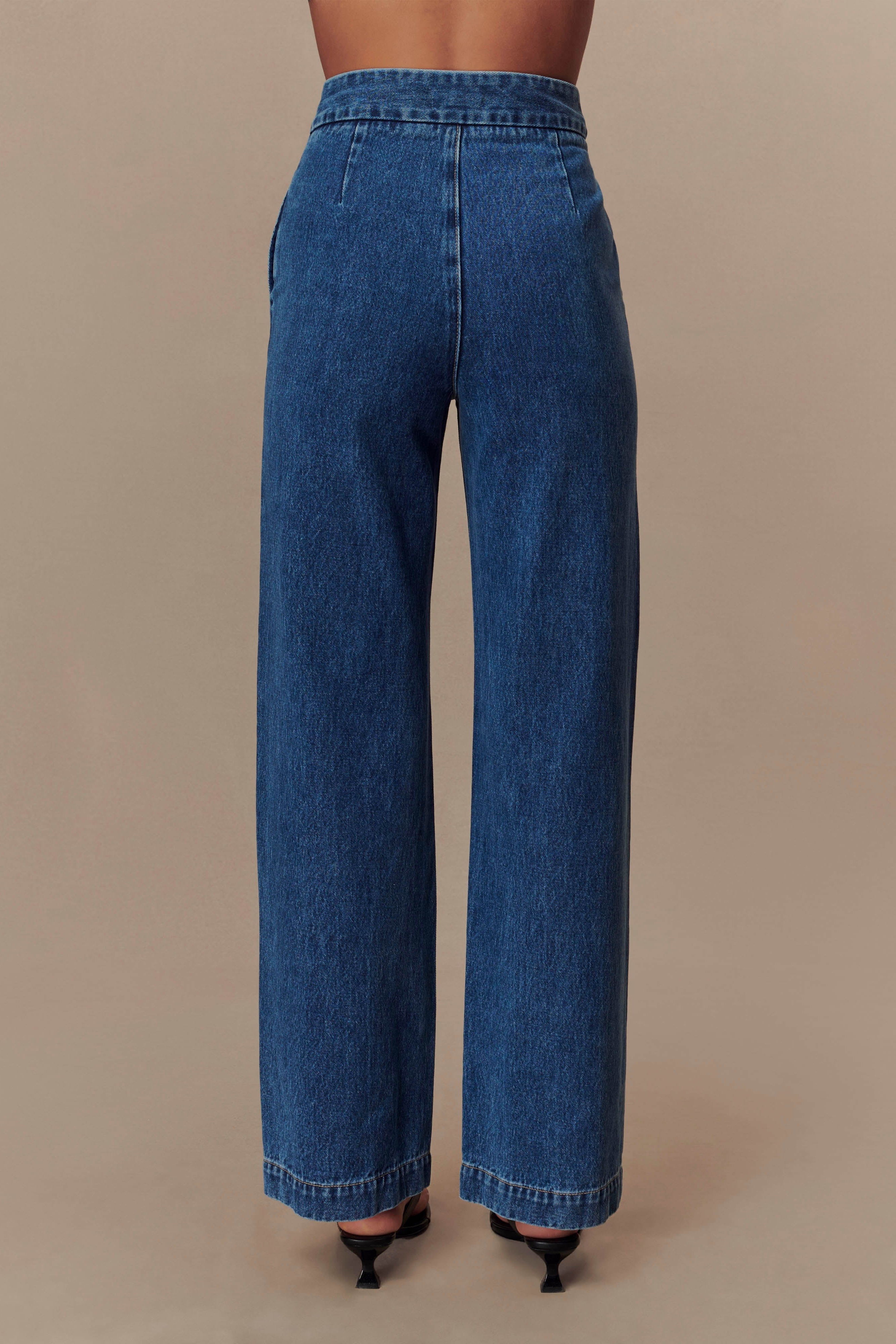 Blue Wide Leg Denim Jeans