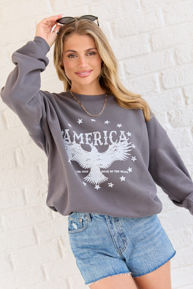 American Eagle Dark Grey Graphic Sweatshirt