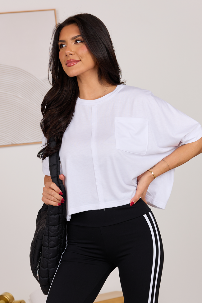 Darcy Short Sleeve Crop White Tee
