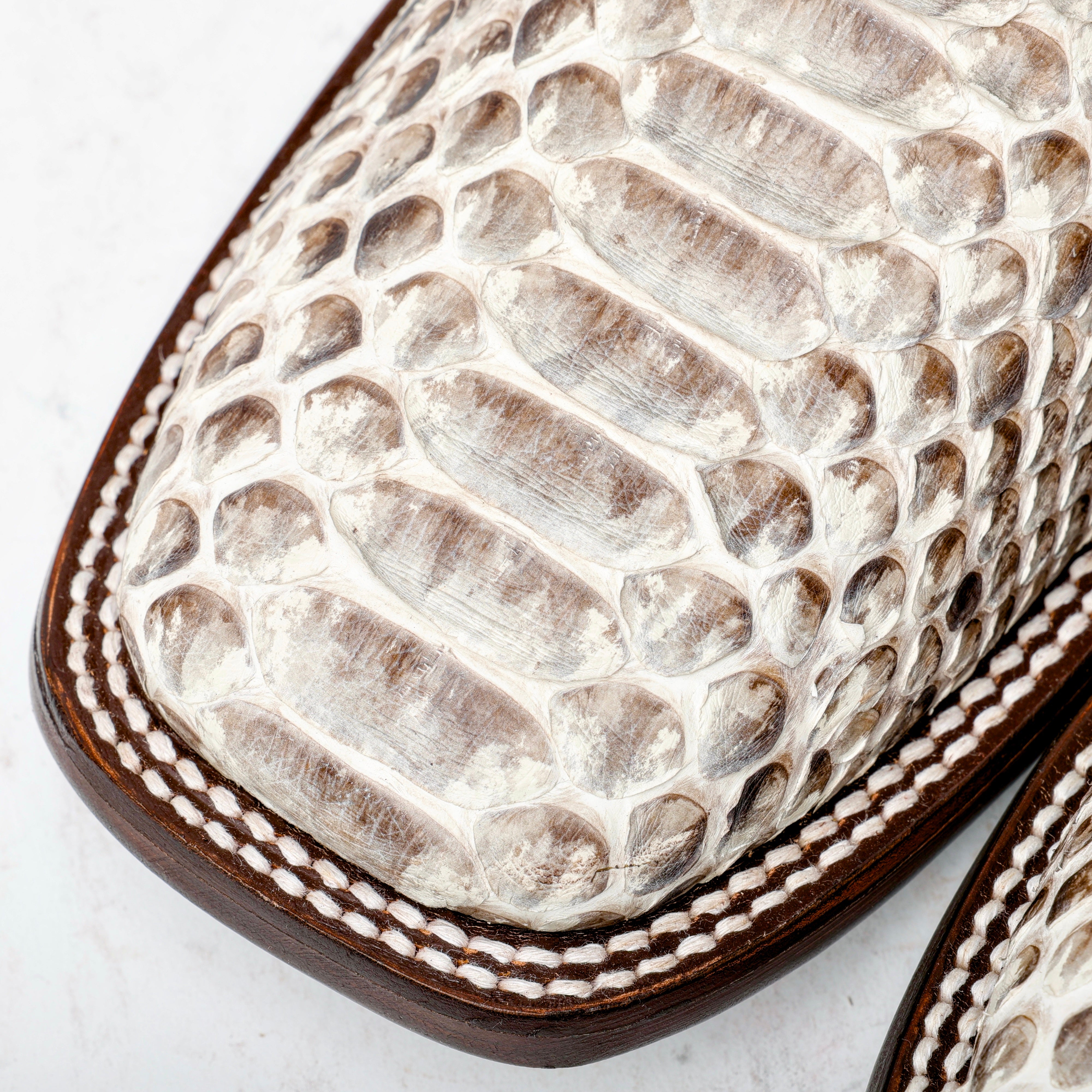 Genuine Natural Python Boots - Square Toe