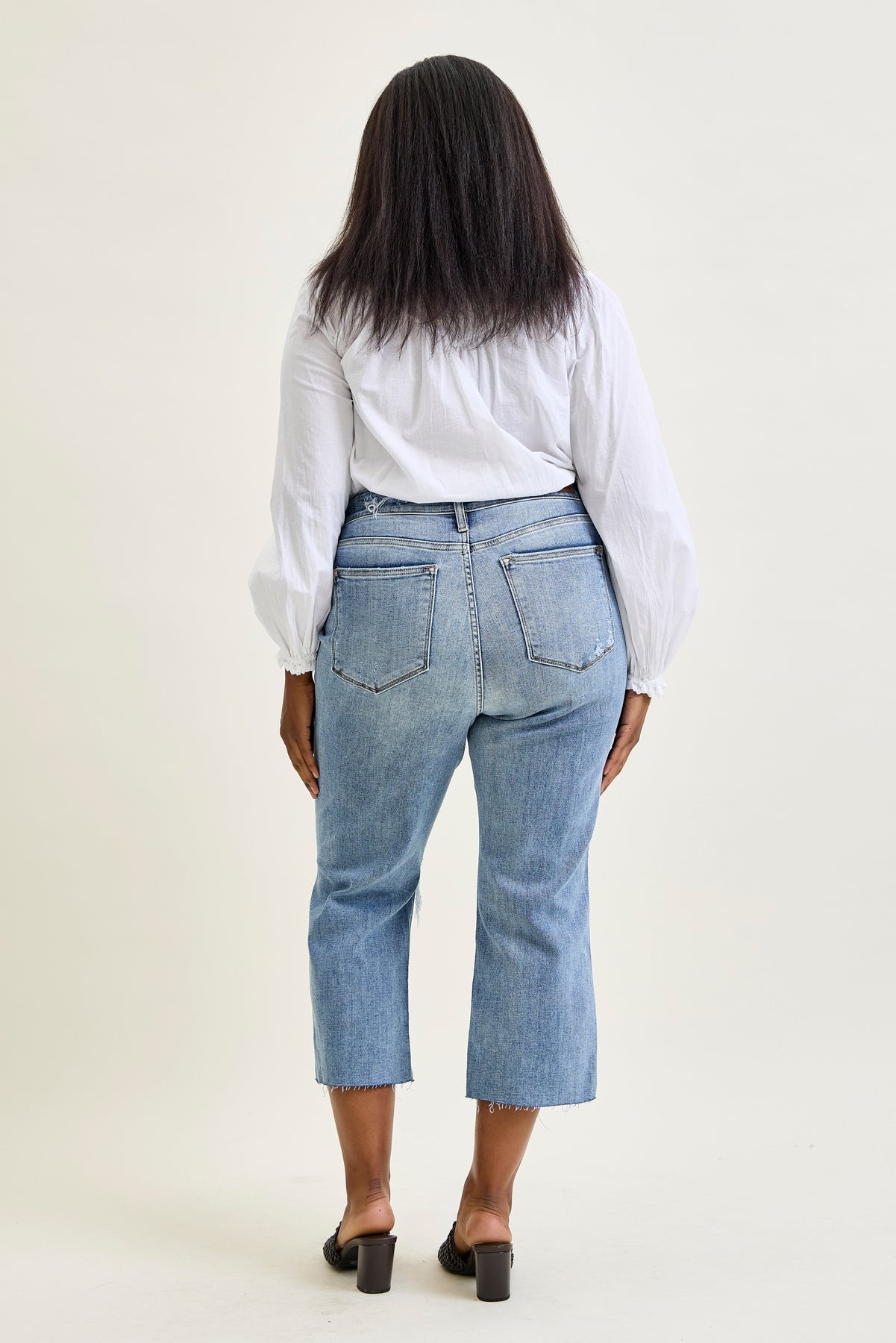 Celeste High Rise With Distressed Crop Wide Leg - PLUS