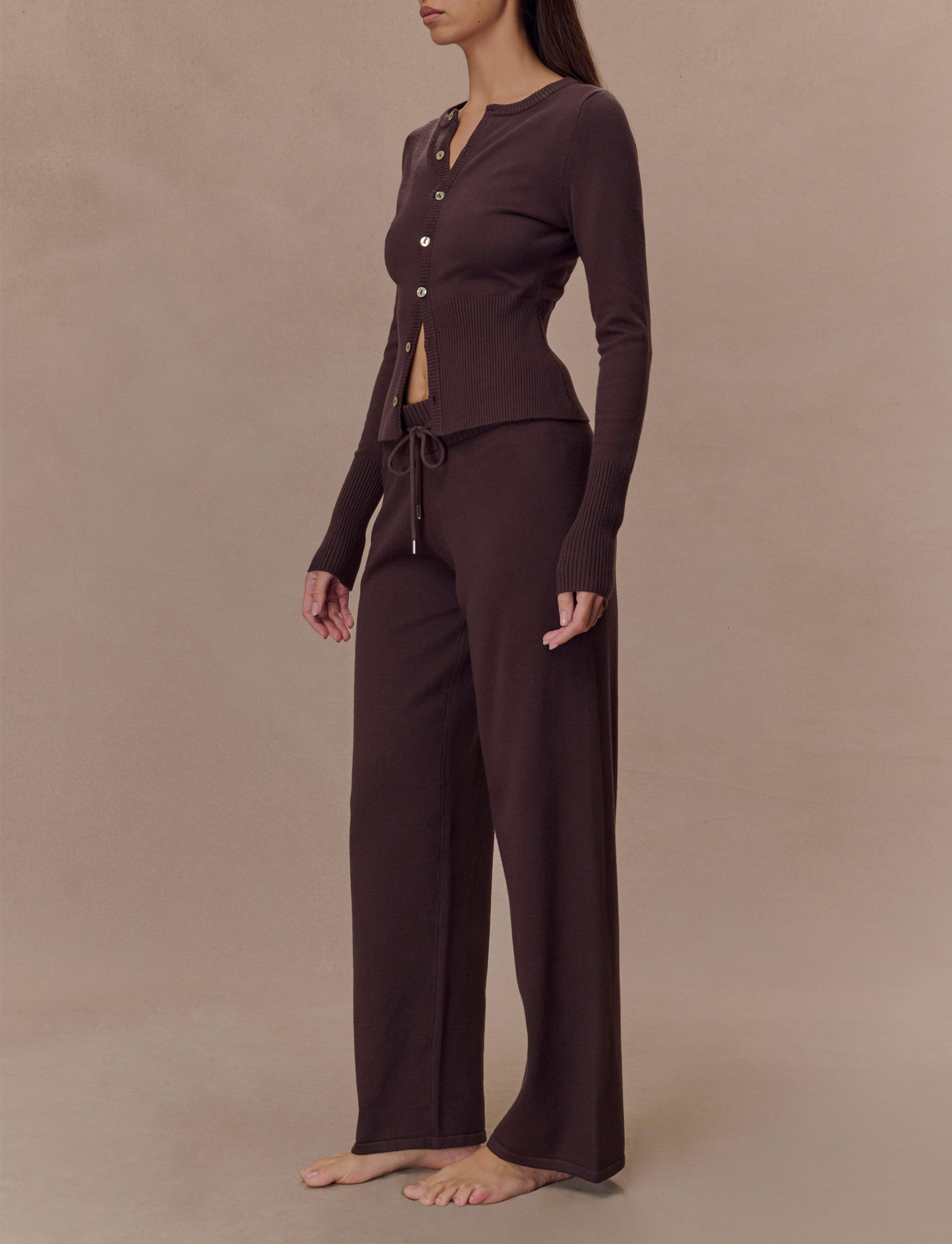 Chocolate Knit Wide Leg Pants