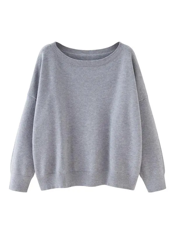 Women's Plain Scoop Neck Sweater