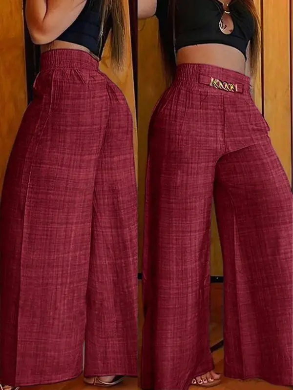 Women’s High-Waisted Zipper Wide-Leg Pants