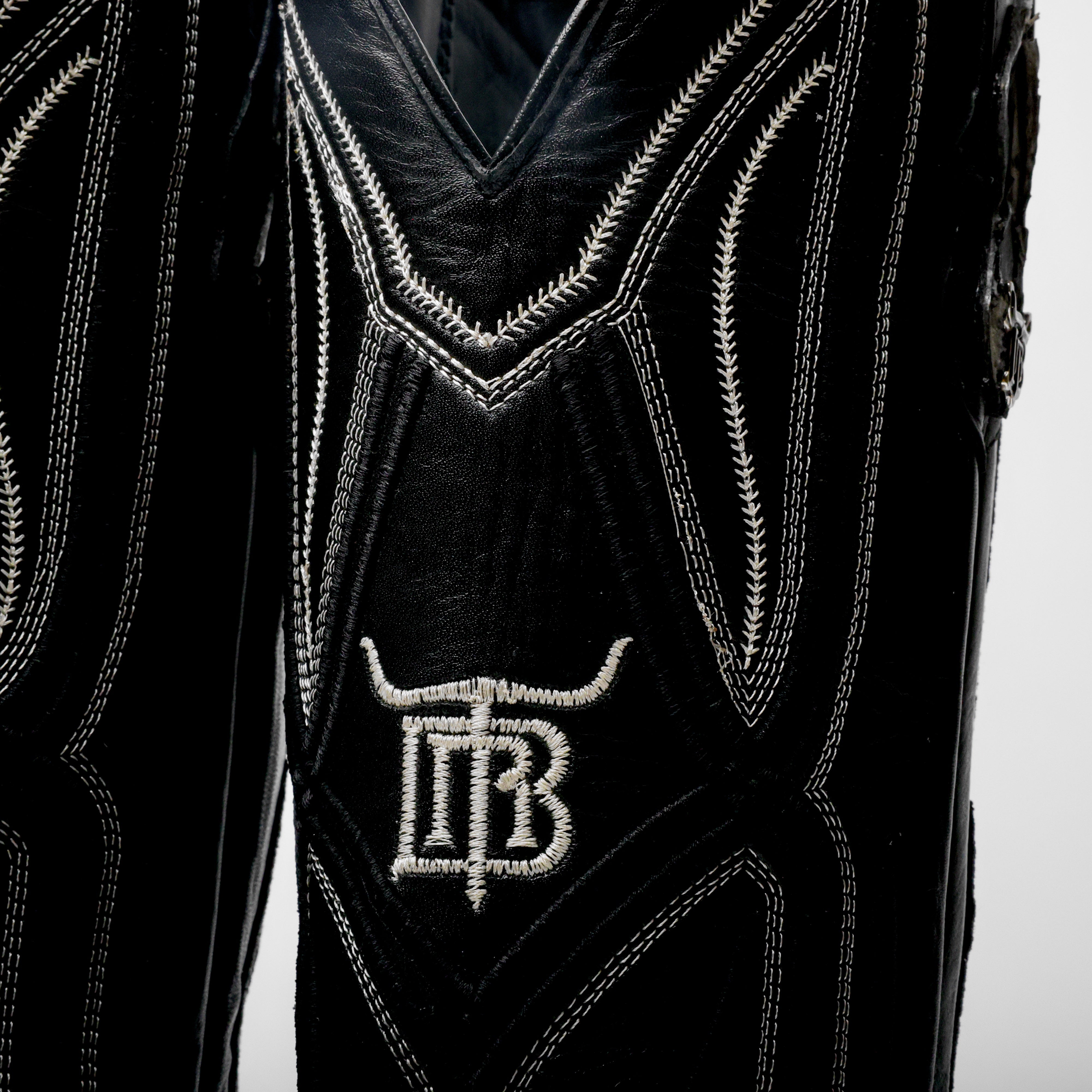 Black/White Jumbo Python Leather Boots - Square Toe