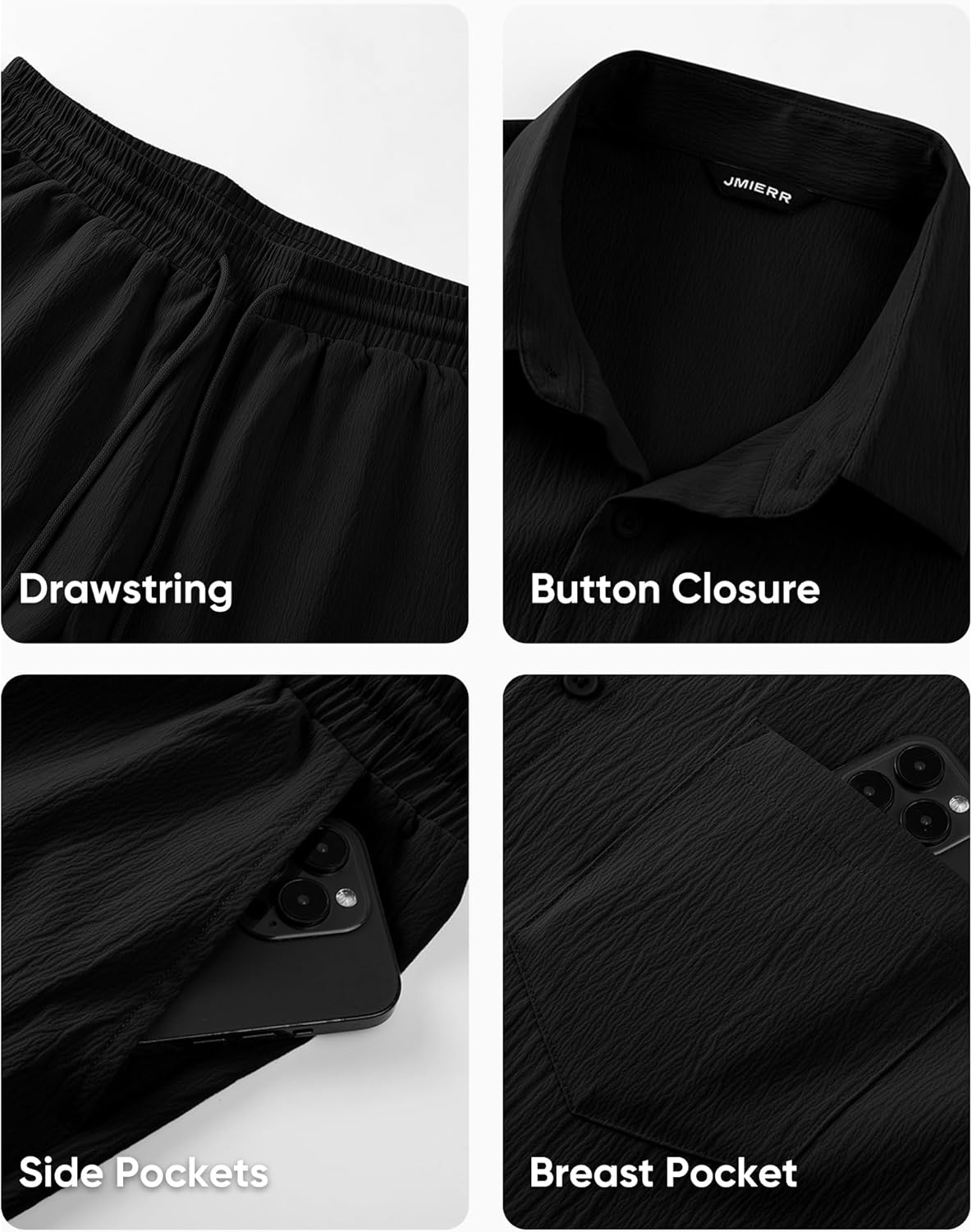 Mens 2 Piece Short Sets Short Sleeve Shirts and Shorts Summer Beach Vacation Texture Outfits