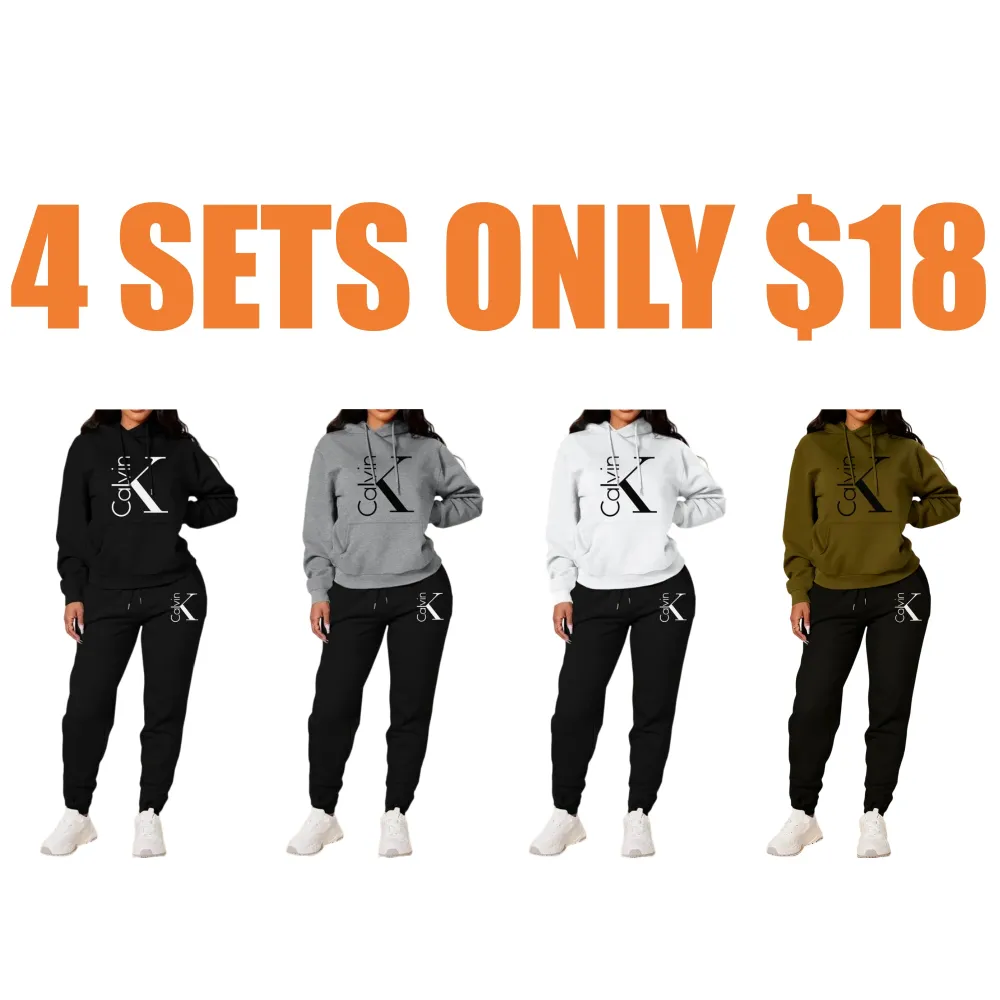 Women's Casual Hooded Sweatshirt Set