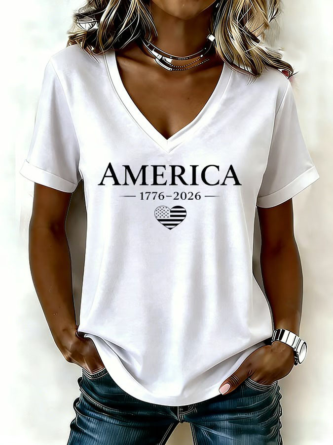 Women's Casual Retro American Anniversary T-Shirt
