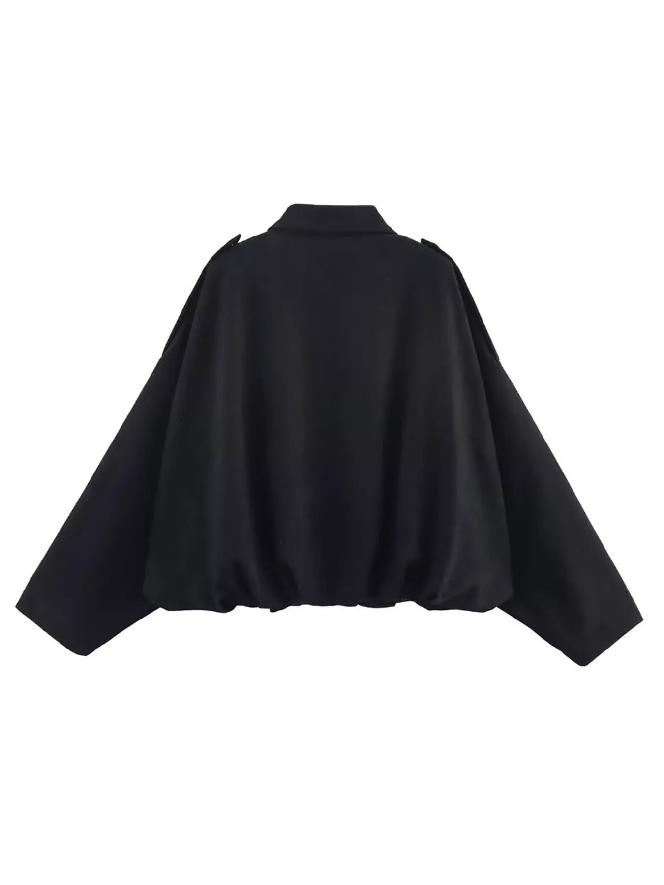 Collared Neck Dropped Shoulder Jacket