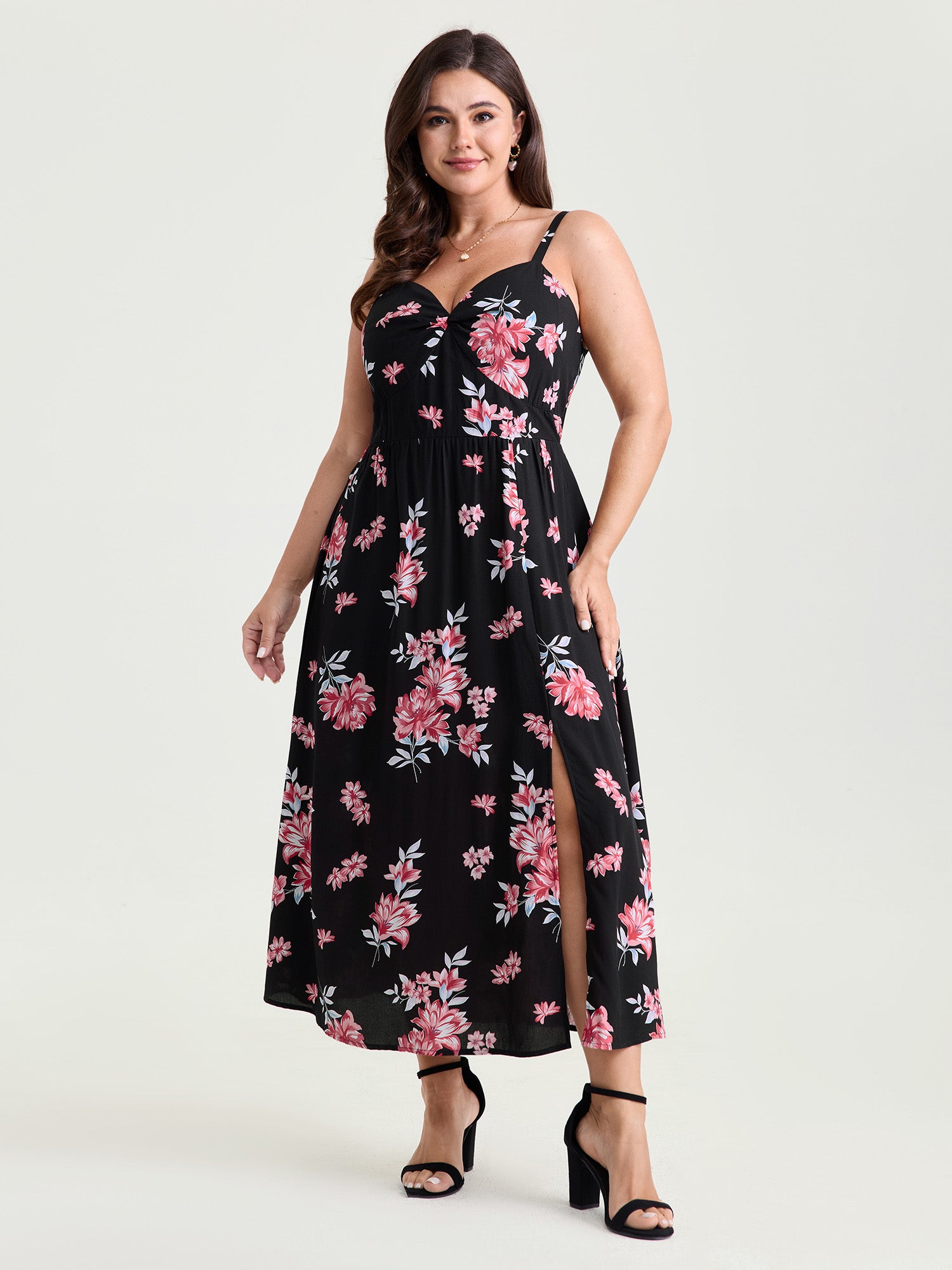 Pure Floral Romance Twist-Front Midi Dress