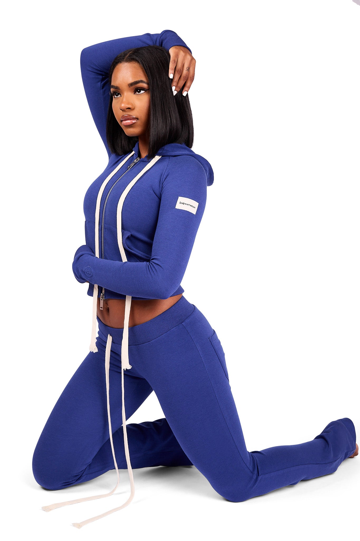 BODY KNITWEAR ZIP HOODIE (COBALT BLUE)