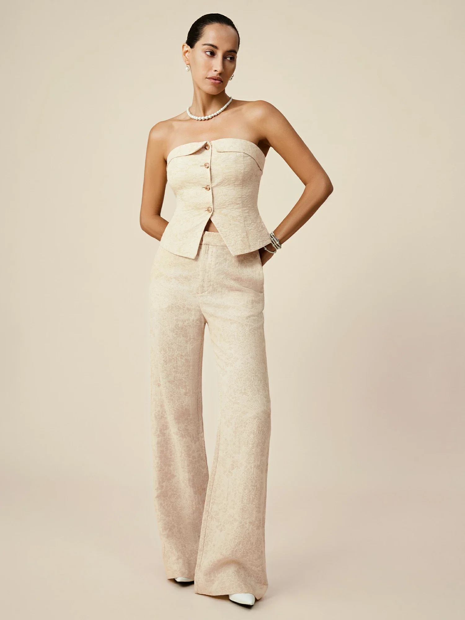 Cotton & Linen Jacquard Tube Top Vest