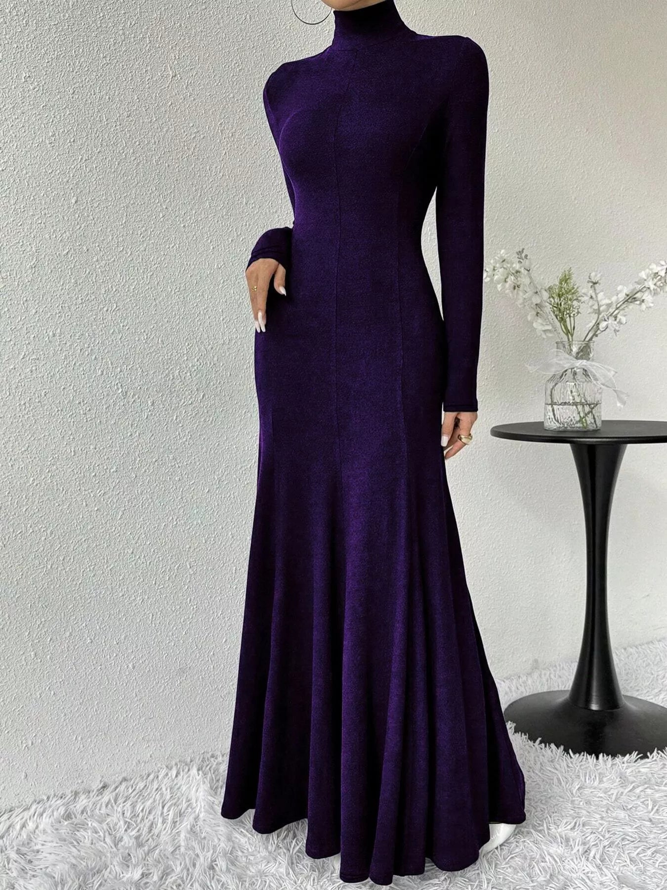 Turtleneck Long Sleeve Maxi Mermaid Dress