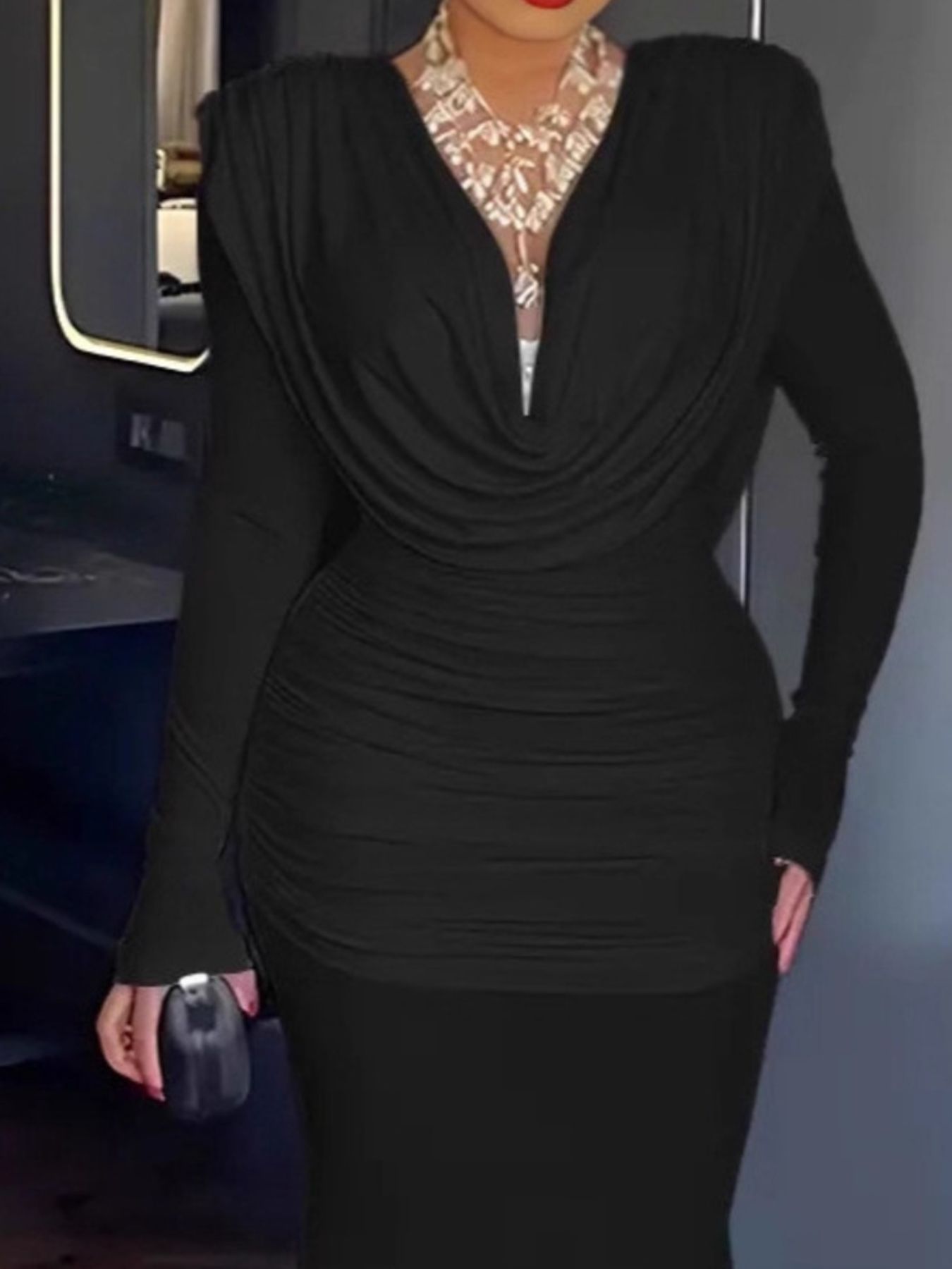 Ruched Long Sleeve Maxi Dress