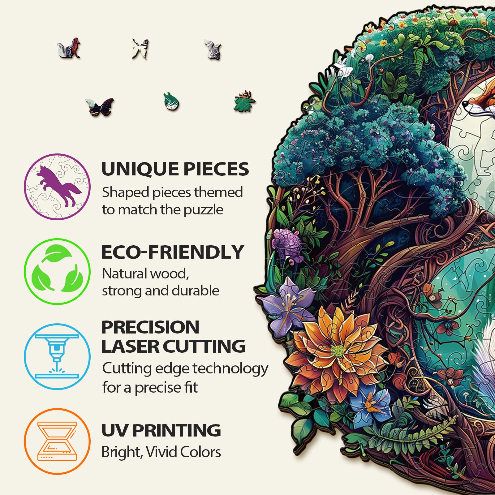 Yin Yang Fox-3 Wooden Jigsaw Puzzle