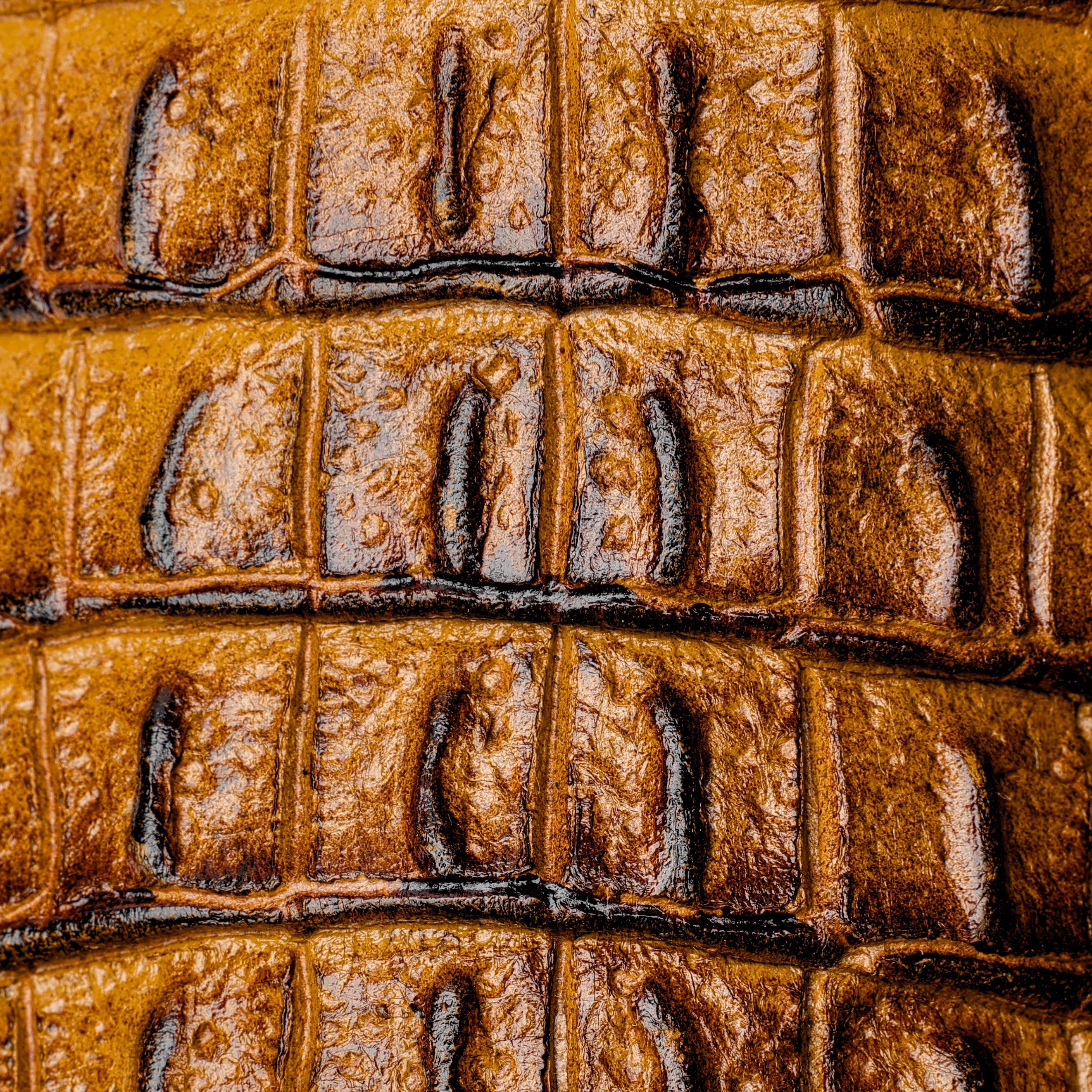 Honey Caiman Hornback Leather Boots - Square Toe