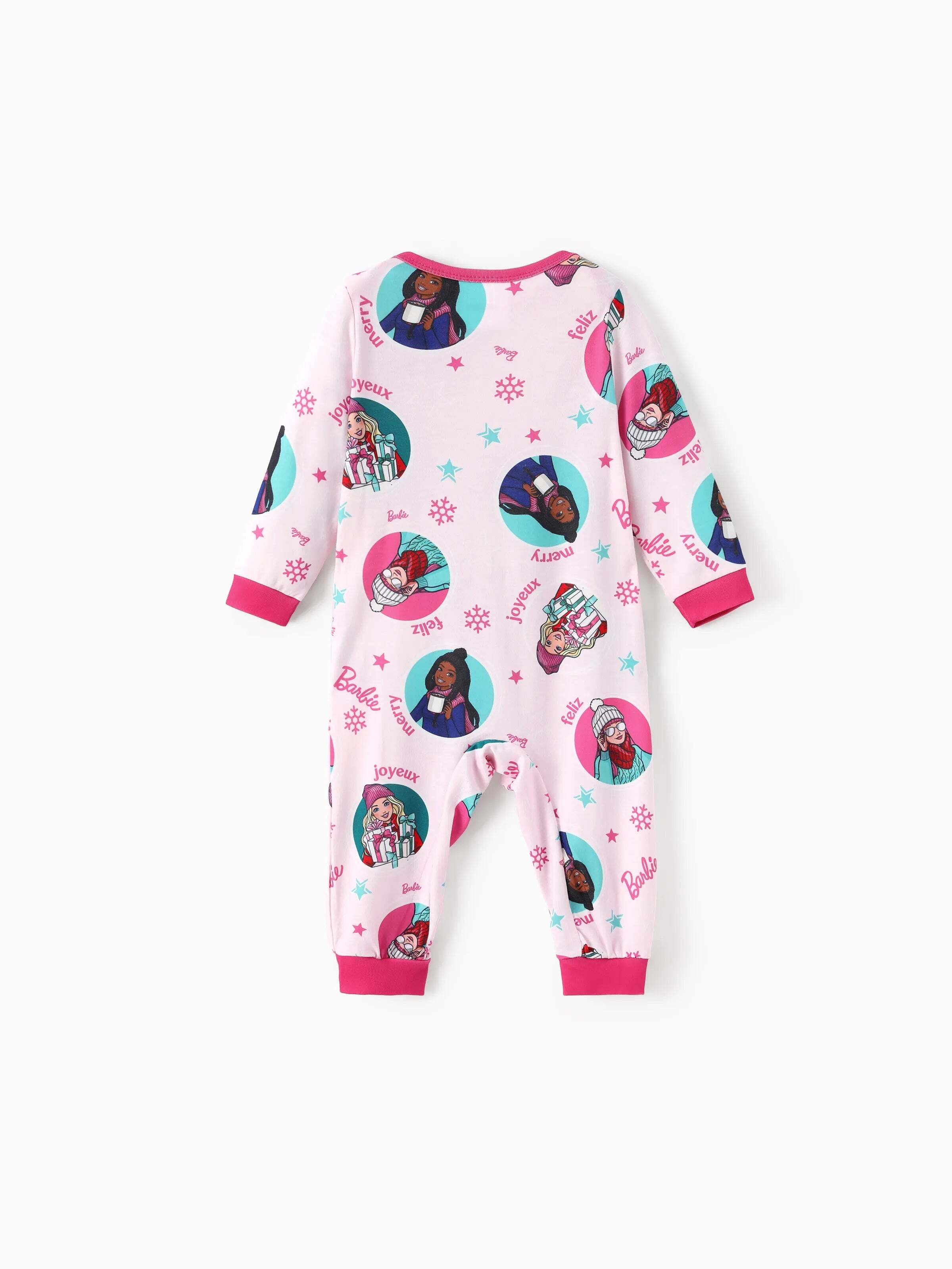 Barbie Christmas Matching Family Snowflake Pajamas Set with Christmas Socks Pink