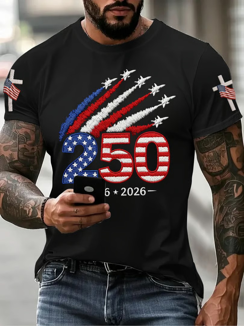 Men's 250Th Anniversary Printed Round Neck Short Sleeve T-Shirt From The United States