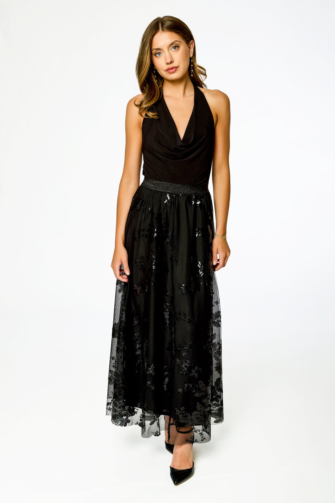 Sequin Mesh Maxi Skirt
