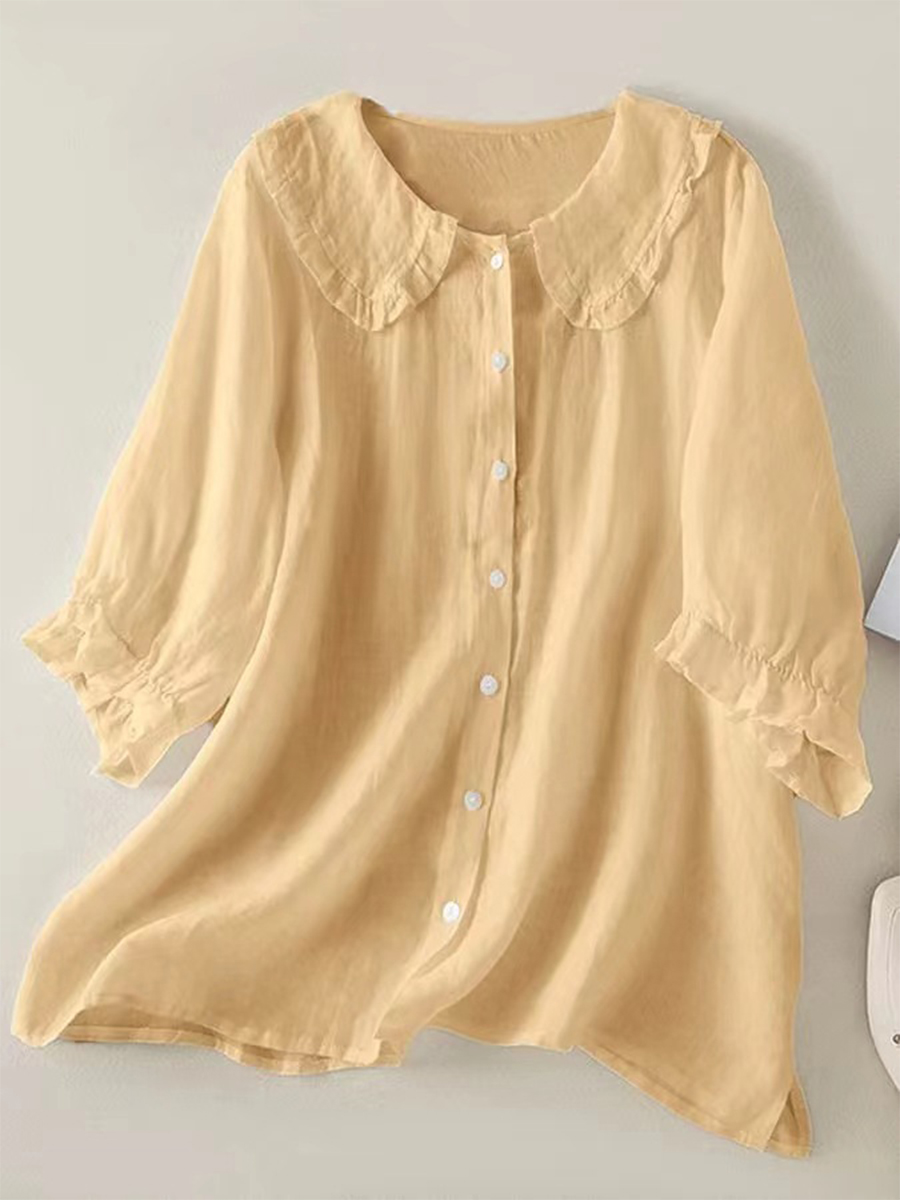 Women‘s Peter Pan Collar Cotton Shirt