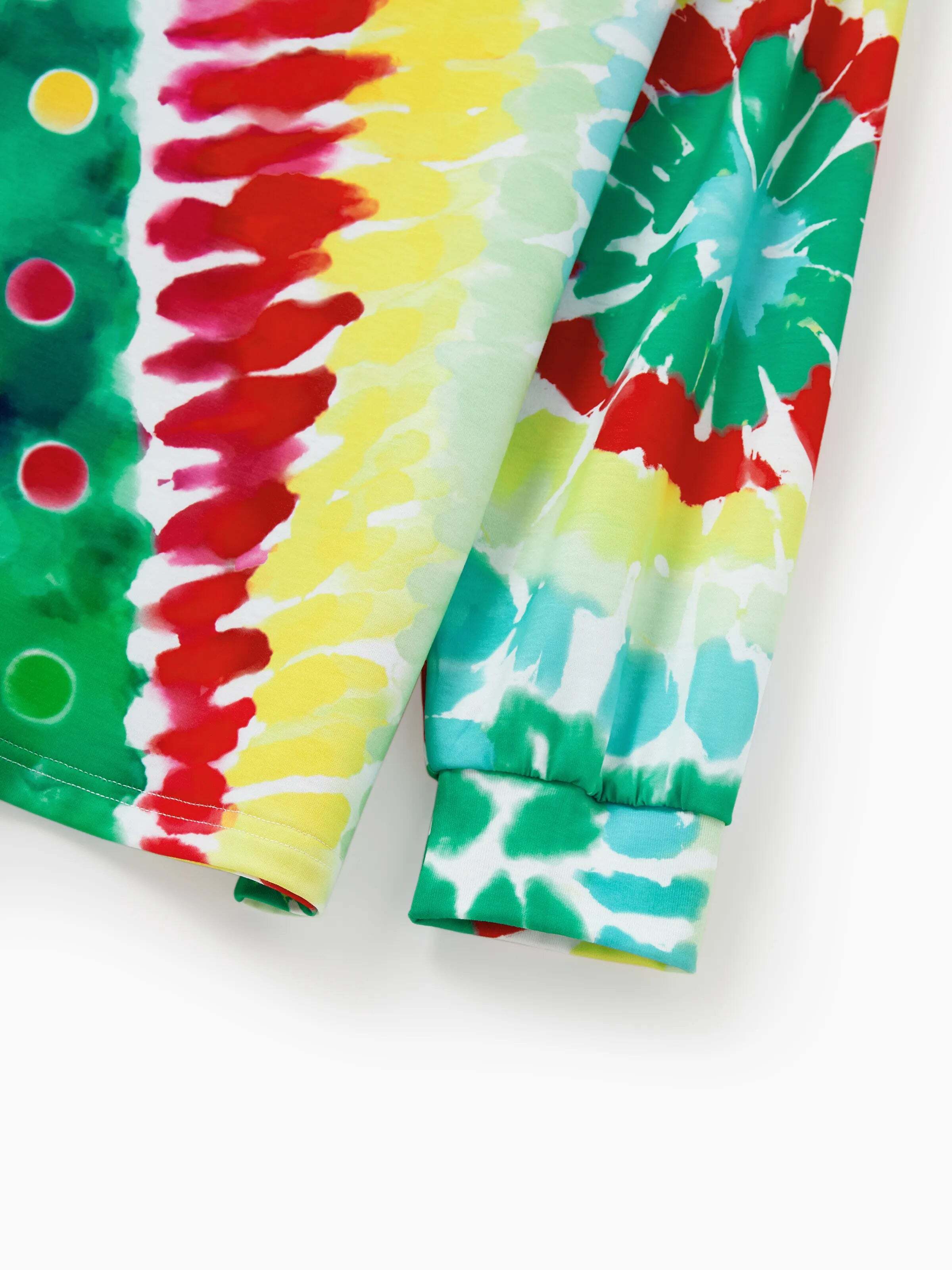 Christmas Matching Family Pajamas Set Colorful Christmas Tree Print PJS with Christmas Socks Multi-color