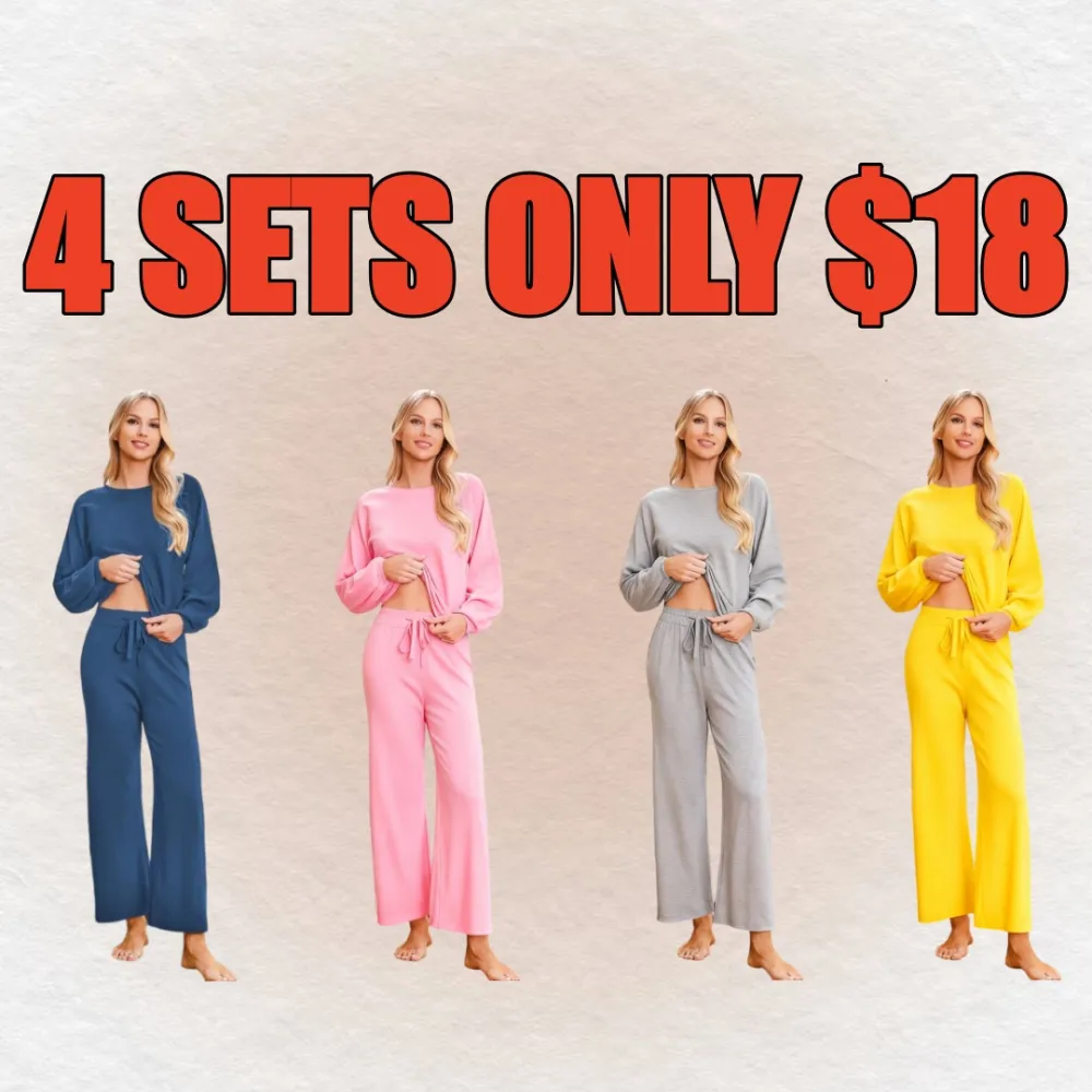 Womens Fall Winter Casual Solid Knitted 2 Piece Sets