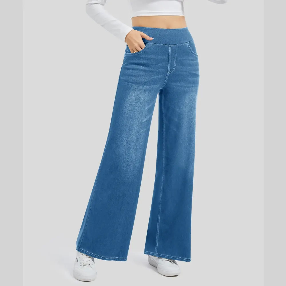 Wide Leg Stretchy Jeans for Women Loose Fit