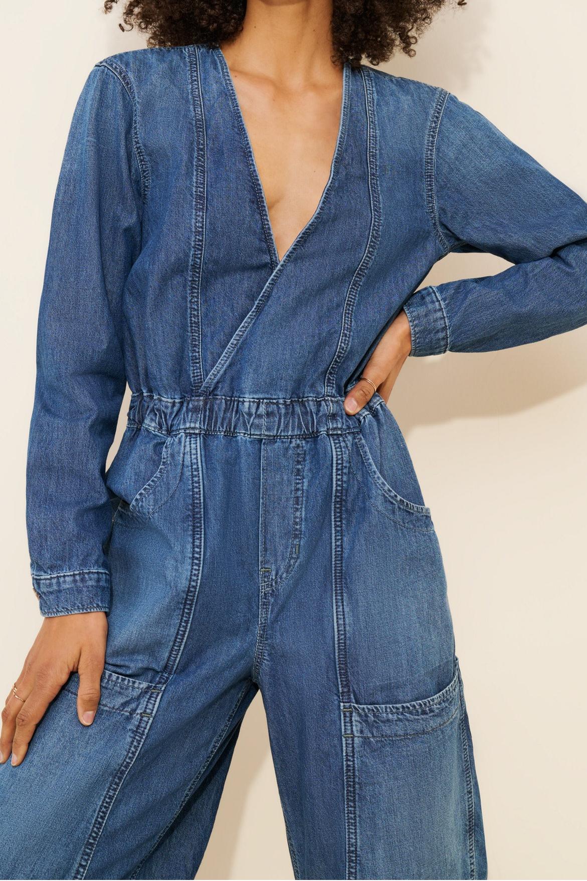 Sea Salt Cotton Denim Jumpsuit